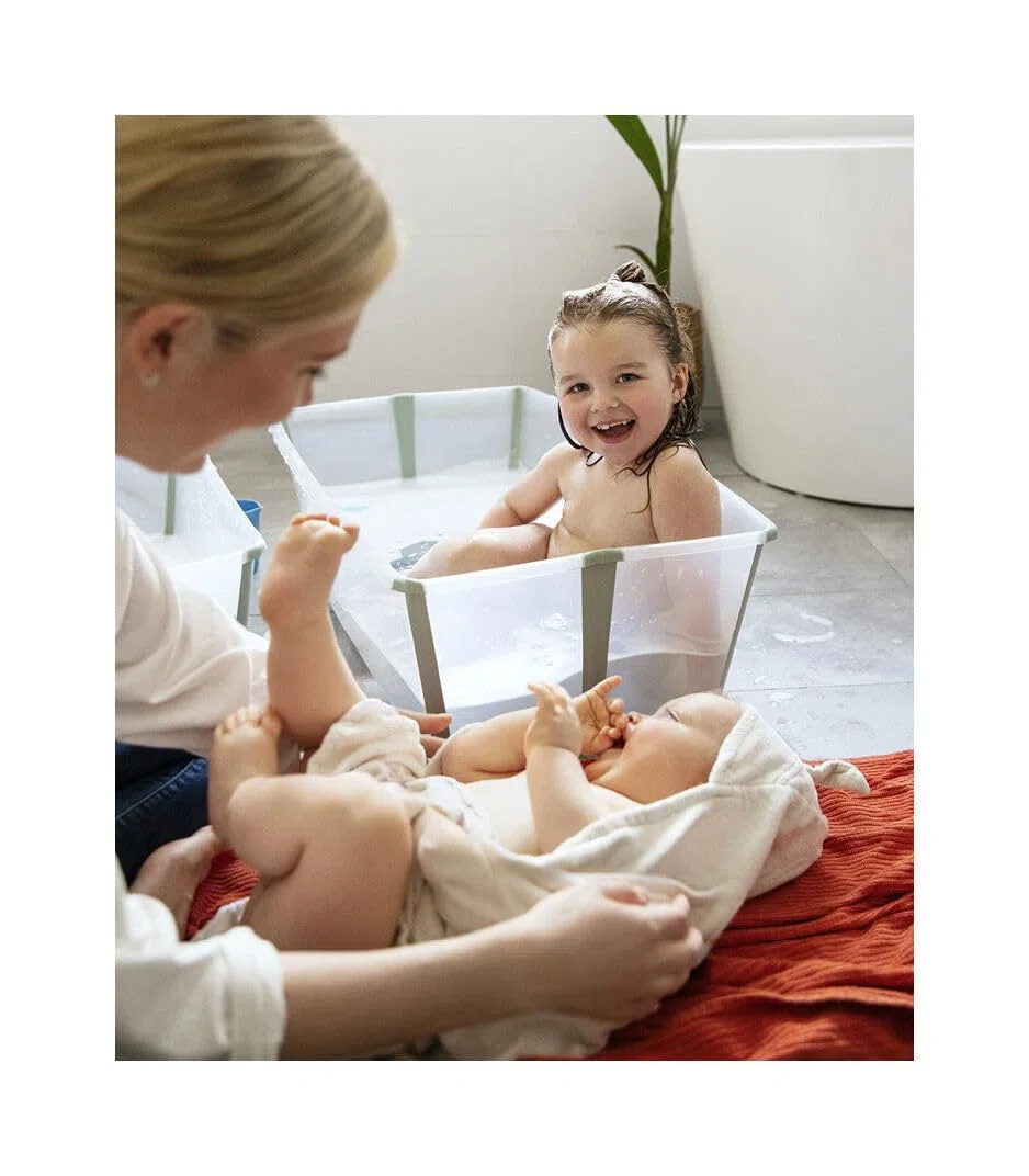 Stokke Flexi Bath X-Large Blanc Baignoire bébé pliable spacieuse légère facile à ranger 0-6 ans