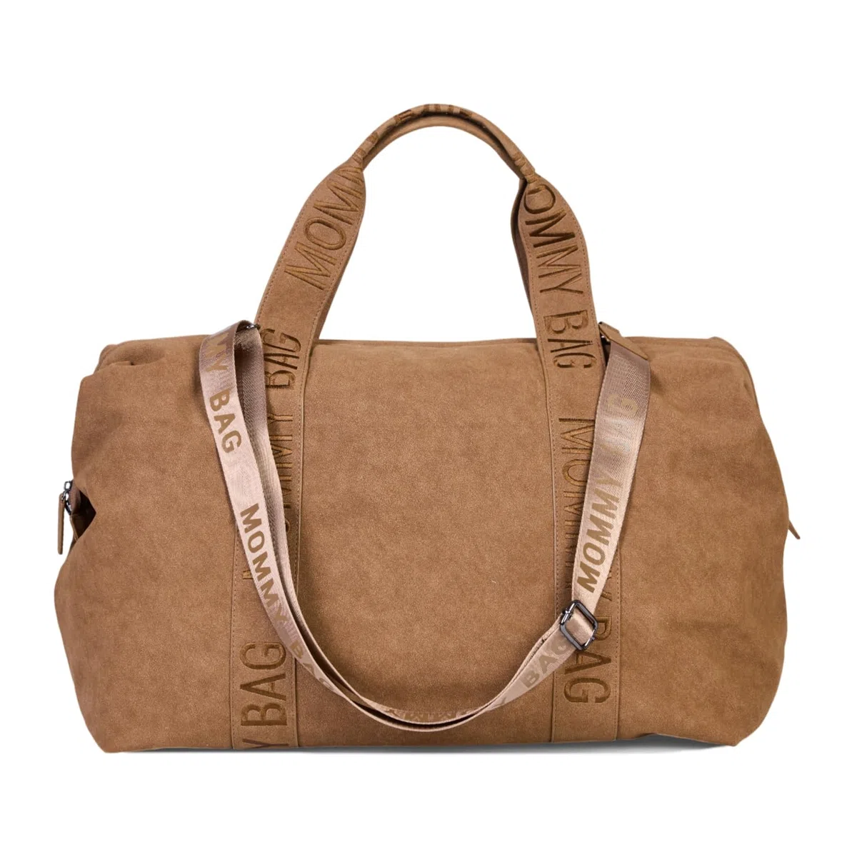CHILDHOME Mommy Bag Sac à Langer 58L Tapis à Langer Bandoulière Ajustable Poche Isotherme Passage pour Valise Matière Suède Noisette