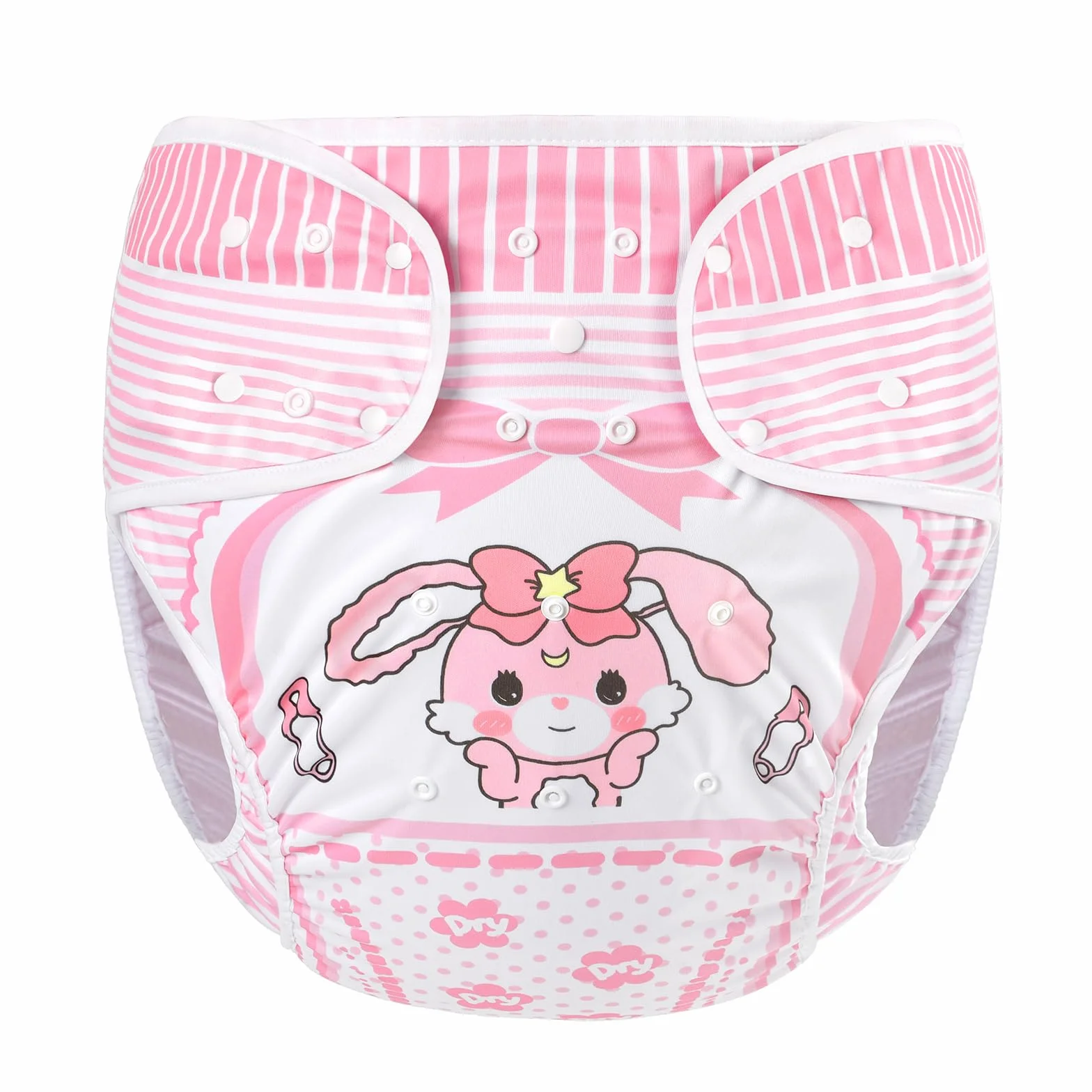 LittleForBig Couvre-Couches En Tissu Pour Adultes Lavable Réglable Réutilisable Imperméable Baby Usagi Rose L