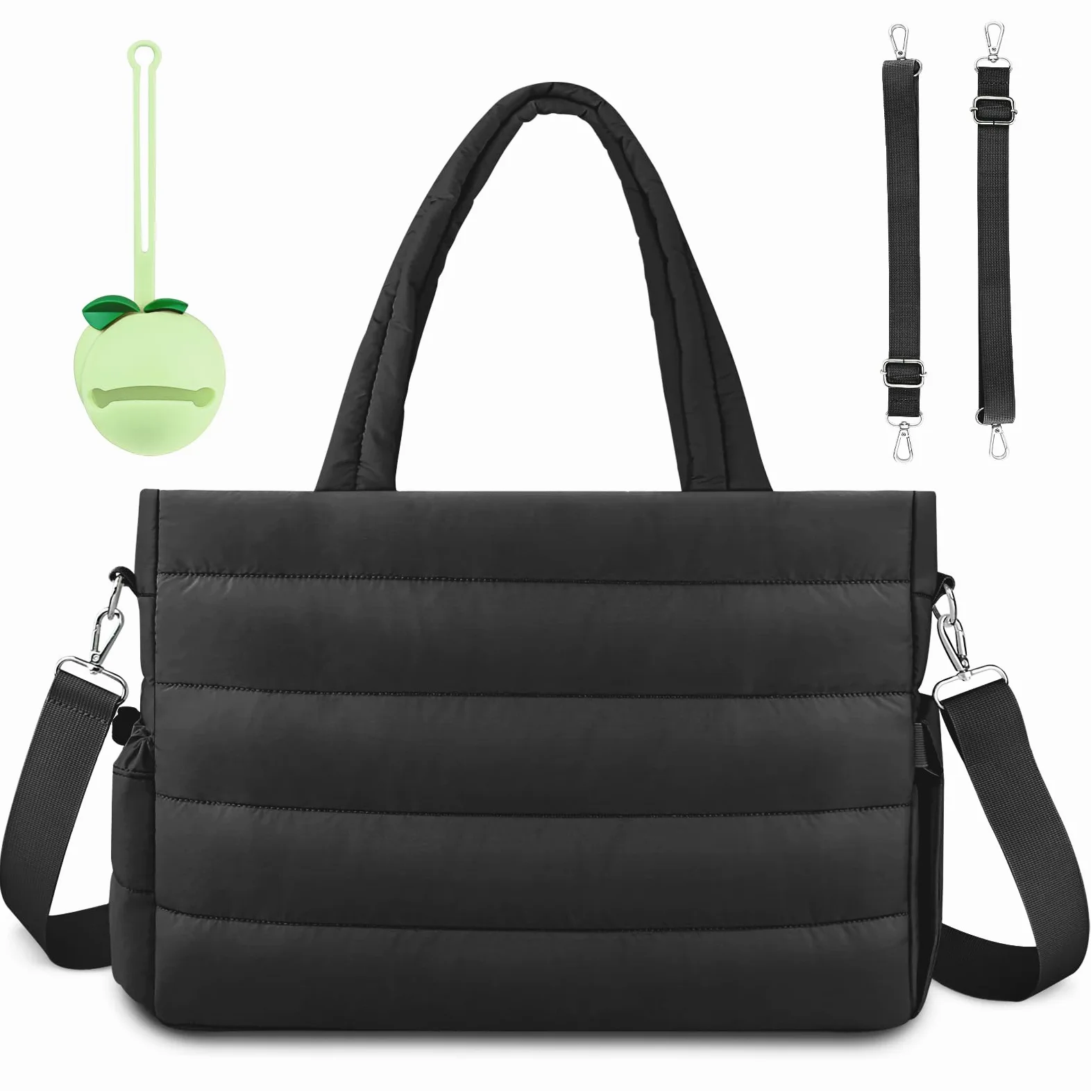 KUBYA Grand sac à langer bébé, sac fourre-tout bandoulière, avec étui tétine silicone
