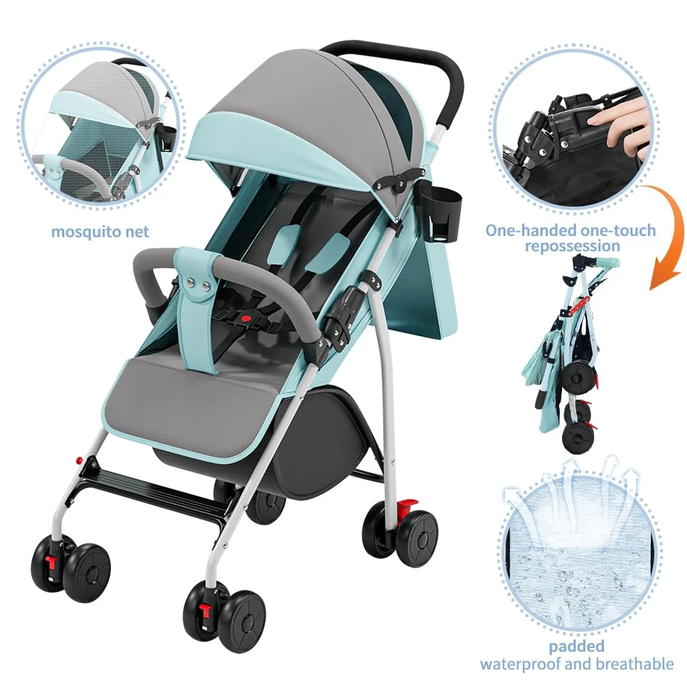 Poussette canne compacte Ingenious position allongée de la naissance à 4 ans bleu