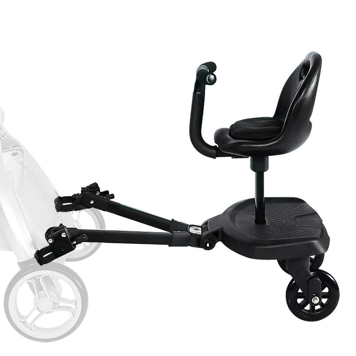 Planche de Poussette Universelle,Vihir Planches À Roulettes Pour Bébé, Buggy Board avec Siège, Adaptée Aux Enfants De 2 À 6 Ans, Avec Accoudoirs et Dossier, Démontage en un Clic