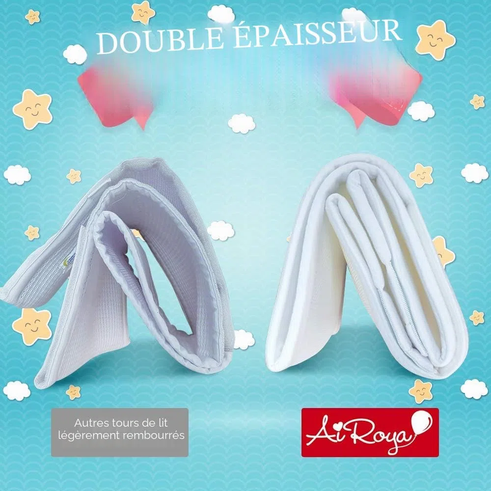 Tour de lit Bebe 2 Faces protège-lit de Protection pour lit de, conformité de sécurité BS en 16780 (Blanc)