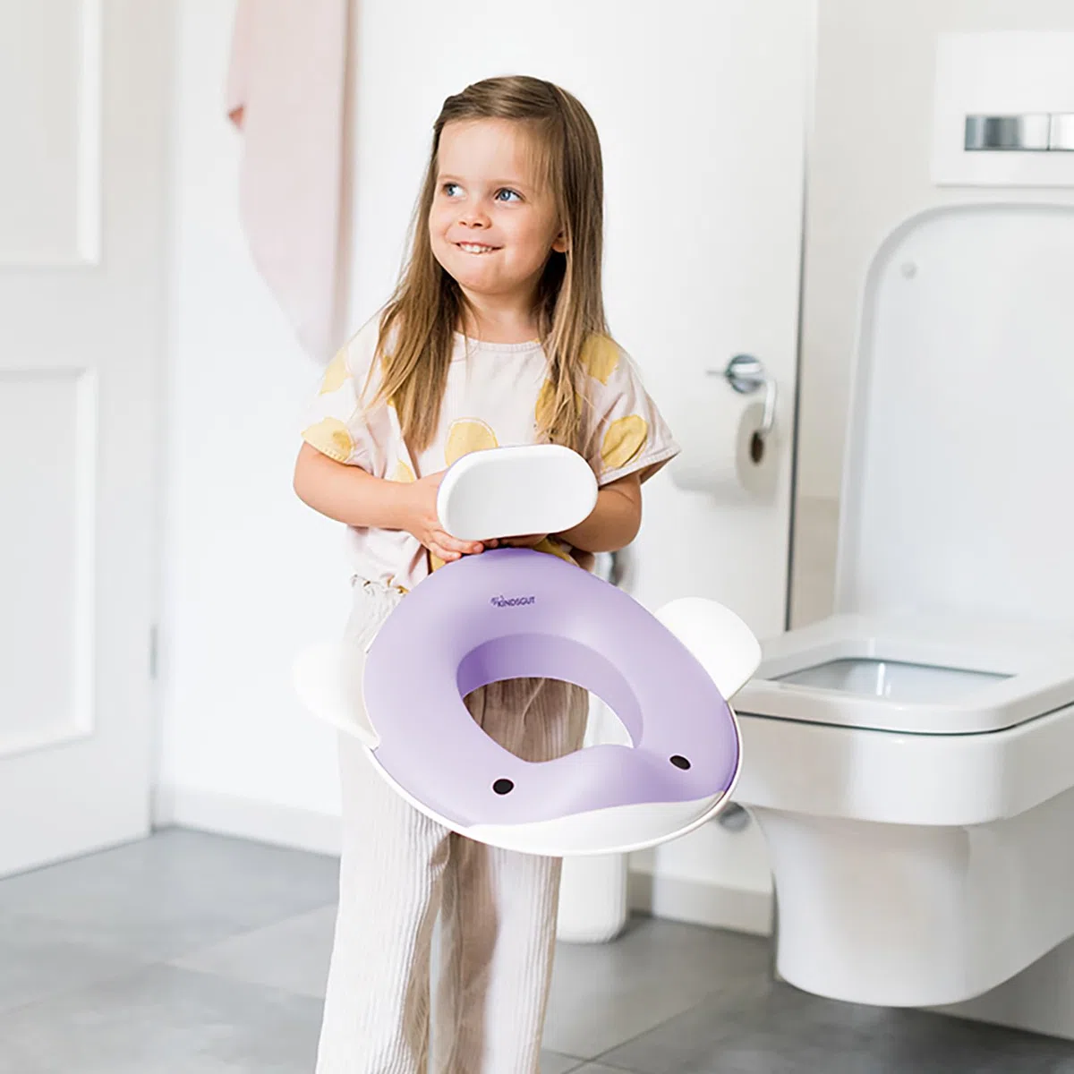 Kindsgut Réducteur de toilette baleine pour enfants, conception de baleine adaptée aux enfants, dans des couleurs subtiles et modernes, adapté aux enfants, lilas