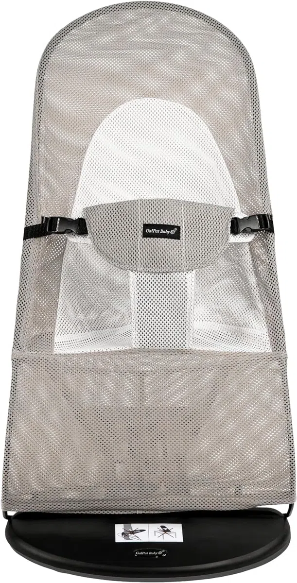 GalPat Baby - Housse de transat respirante compatible avec BabyBjorn et GalPat Baby - Siège pour transat de bébé respirant - Gris (housse + sac de transport)