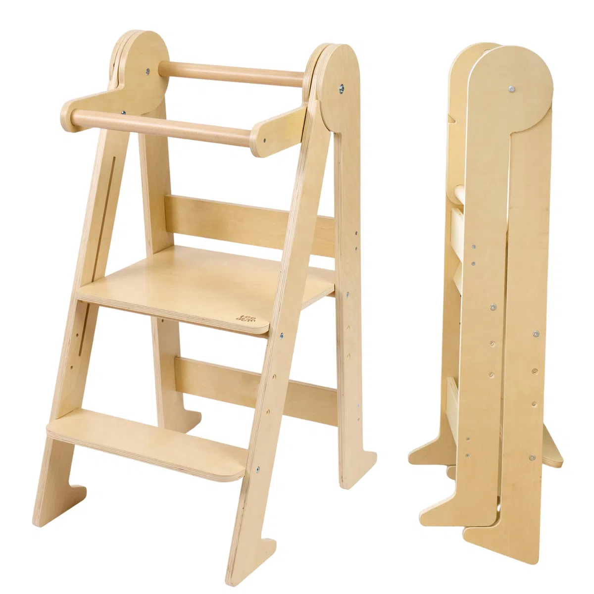 Tour d'Observation Montessori Pliable Bois de Bouleau 80kg 3 Hauteurs Réglables CE Sécurité Anti-Basculement Dès 18 Mois