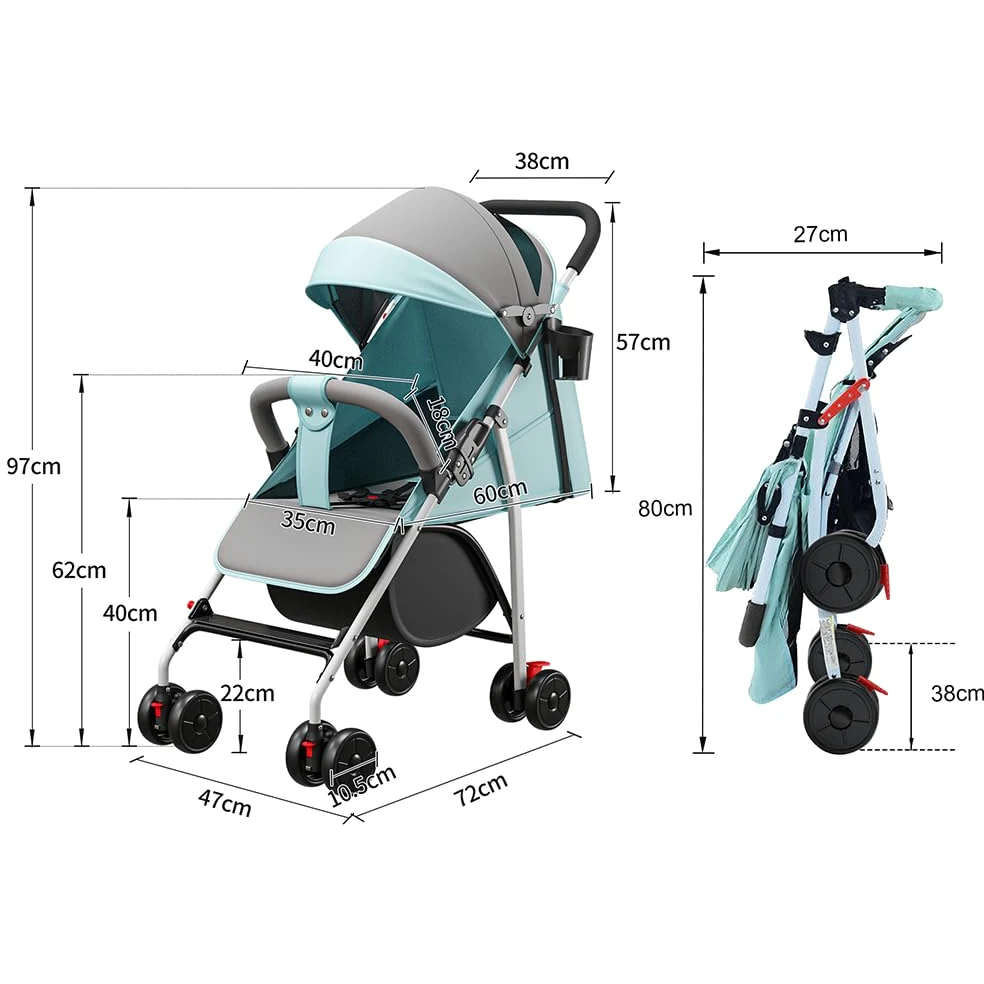 Poussette canne compacte Ingenious position allongée de la naissance à 4 ans bleu
