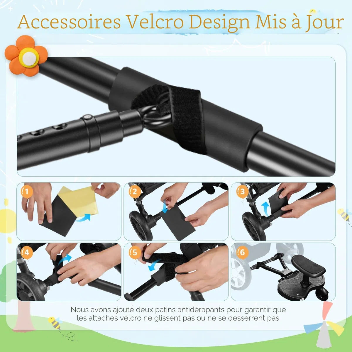 Planche Poussette Universelle, Marche Pied Poussette Universelle avec Siège, Compatible Avec 99% des Poussettes, Planches à roulettes pour Enfants de 2 à 6 Ans (25KG)