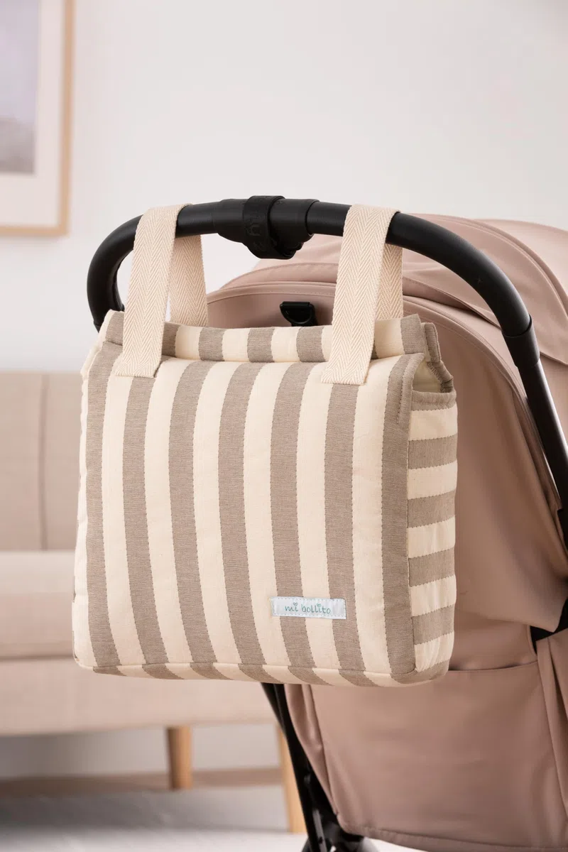 Sac à roulettes pour bébé | Nouvelle collection | Sac pour poussette universel avec fermeture à clic | Léger, pratique et avec grande capacité | Motif à rayures.