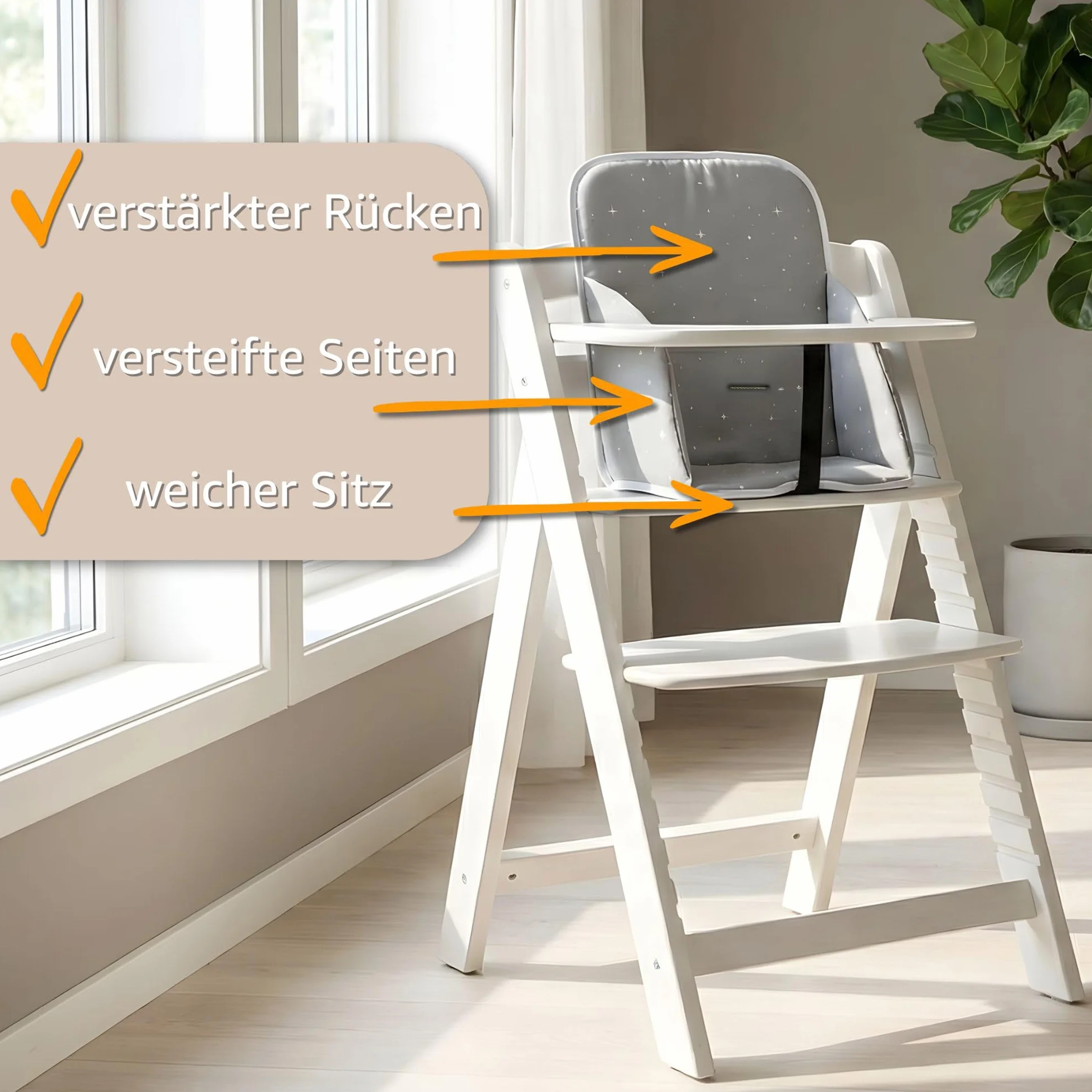 Housse chaise haute bebe - coussin assise pour bébé confortable coussins et housses pour chaises Hauck et Stokke enfant avec un revêtement imperméable stable Girafes