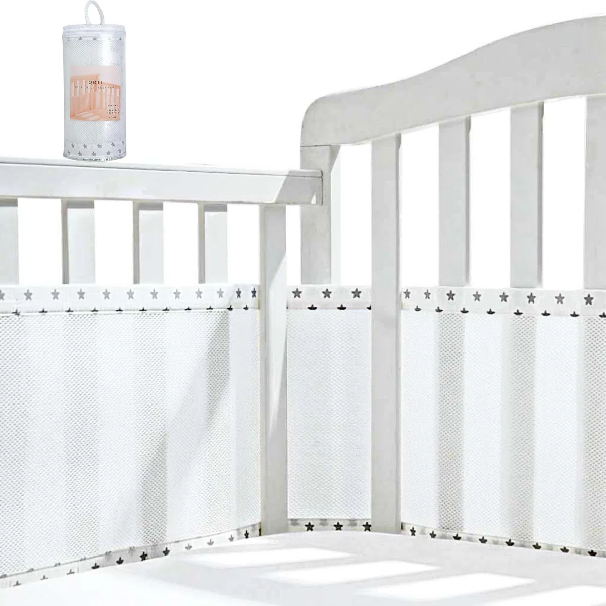 Tour de lit bébé/Lot de 2 pour lit bébé 60x120cm ou 70x140 cm/Protection de lit bébé avec Une visibilité maximale/Contour de lit bébé/Doublure de Berceau en Maille/Tour de lit Respirant