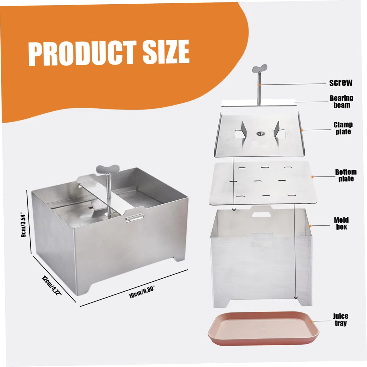 Tofu Press, appuye en Tofu en Acier Inoxydable, Fabricant de paneer réglable avec Trou de vidange et Plate