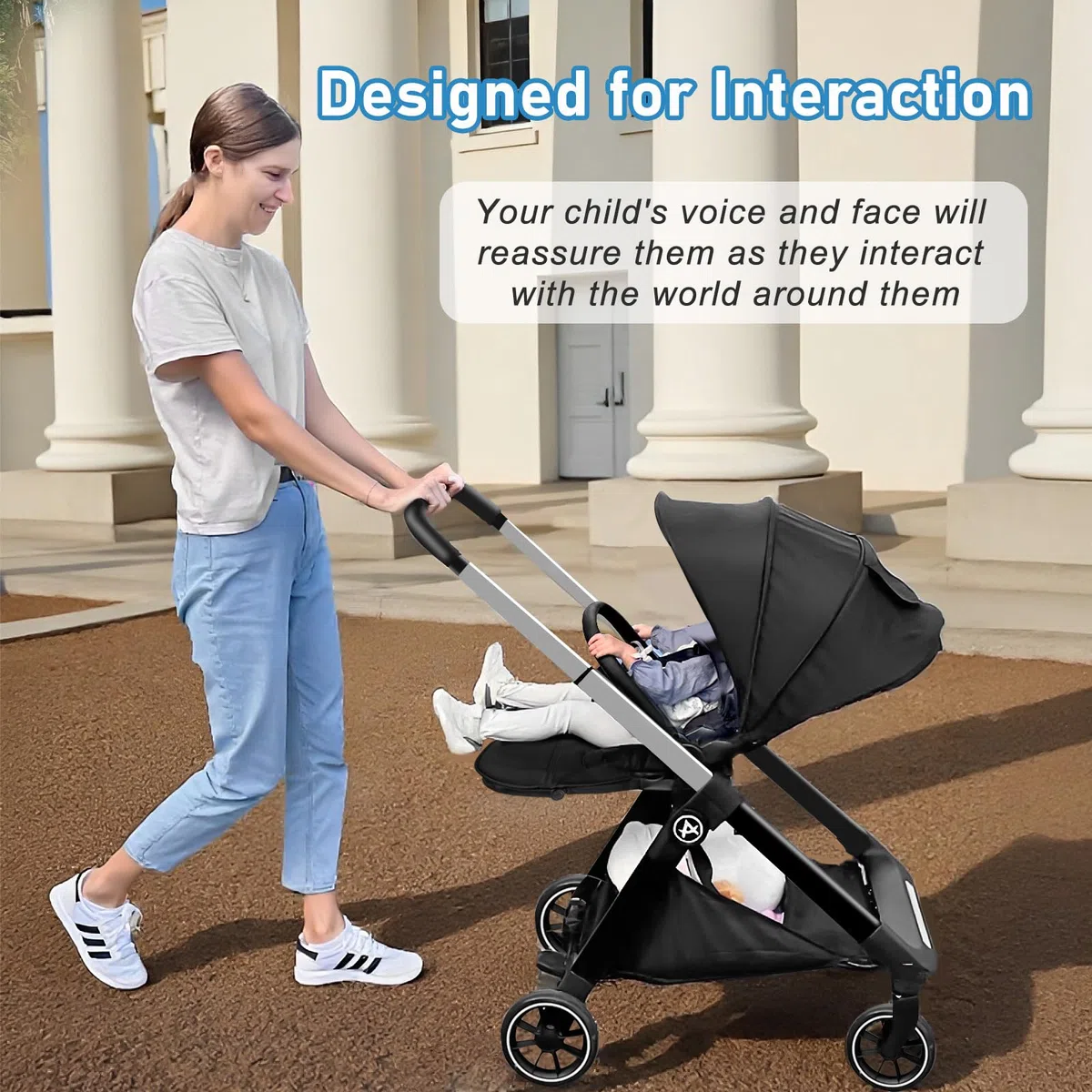 Poussette Réversible Pliable pour Bébé 0-3 Ans 4 Roues Amortisseurs Max 22 kg