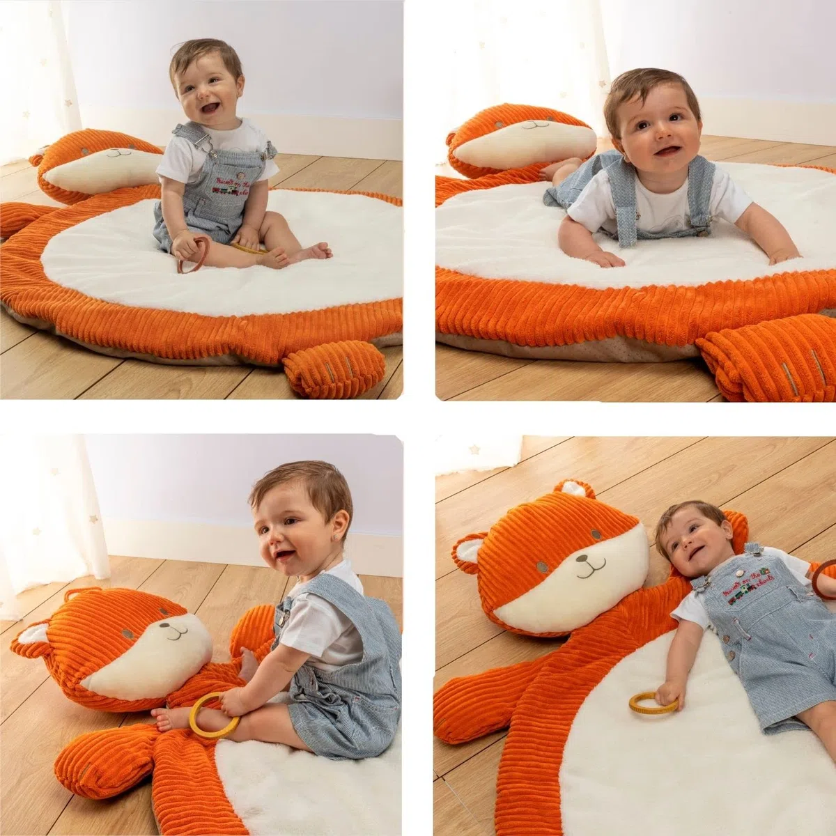 Tapis Eveil Bébé-Matelas de Sol épais pour Ramper et Jouer -Doux et interactif pour la Gymnastique et la psychomotricité-Cadeau pour la Naissance. Baby Shower. XL (Fox)