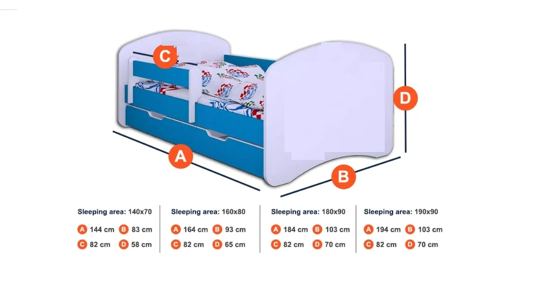 BDW Lit Enfant Super Dogs 190x90 avec Matelas et Tiroir Antichute