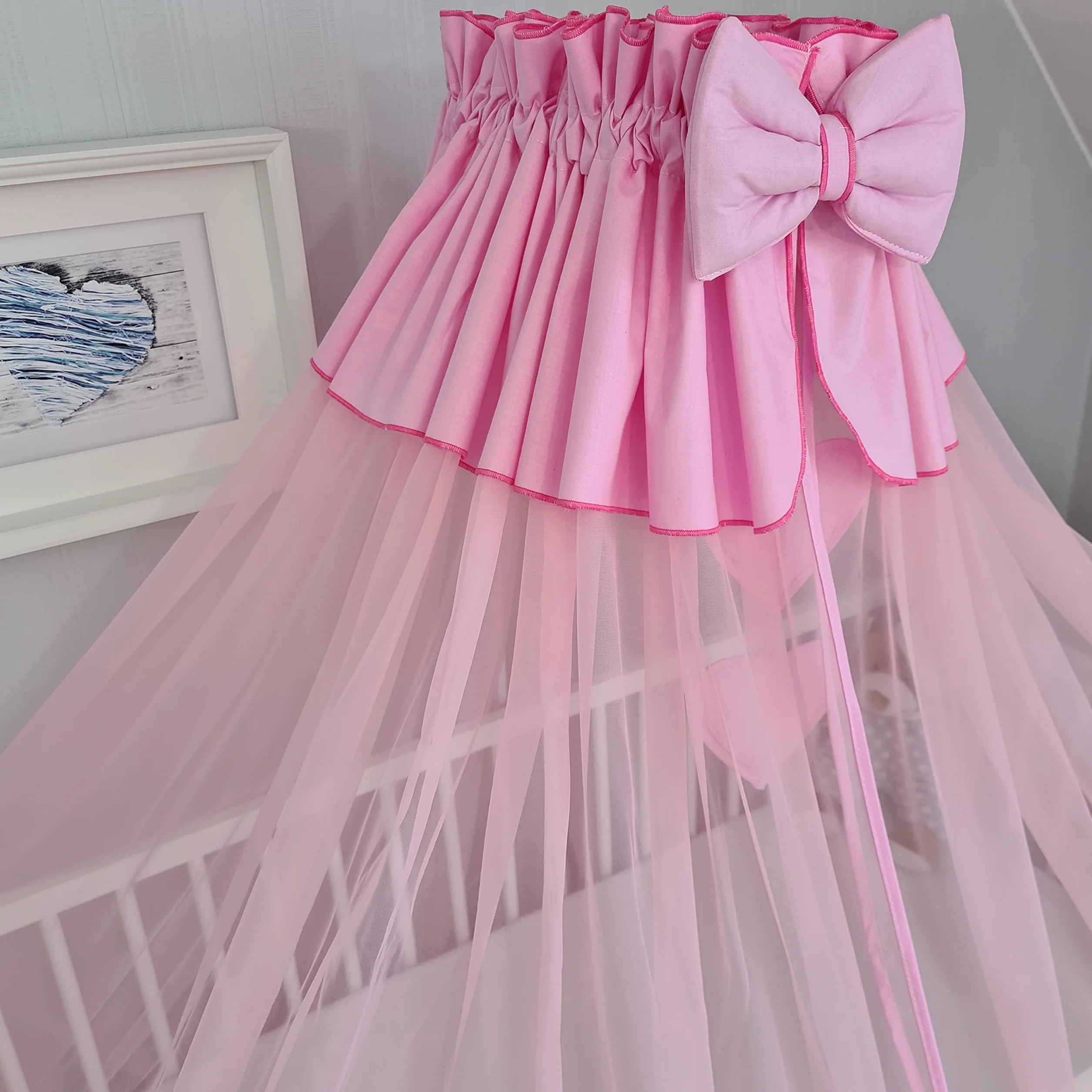Moustiquaire, ciel de lit, ciel de lit en tissu plein mousseline 480 cm (Rose)