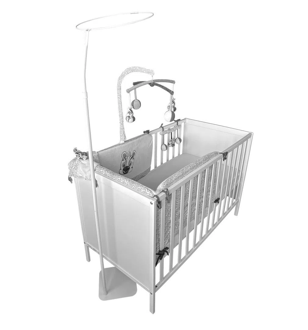 Générique Stefano Fashion - Flèche de lit bébé - Hauteur réglabe - 150 cm à 185 cm - Base carrée - Blanc - Taille Universelle pour Voile Rond