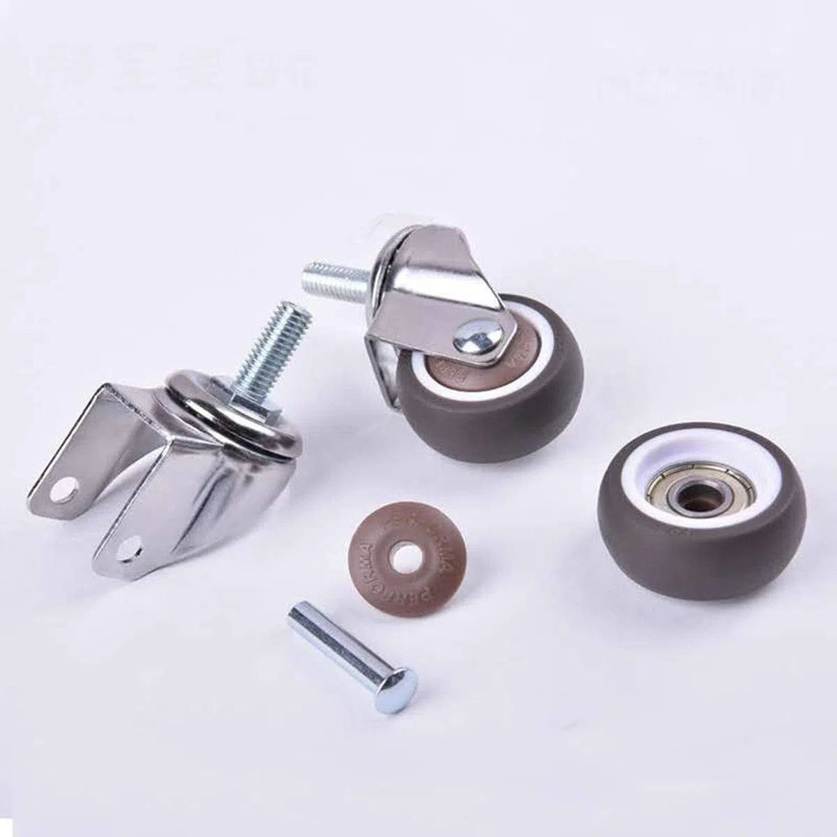 roulettes pivotantes Robustes en Caoutchouc TPE pour Chariot de Courses, roulettes de Rechange à Tige filetée M10 x 25 mm, pour lit bébé, Meuble, Table, 4 pièces (universelles, Ø 50 mm)