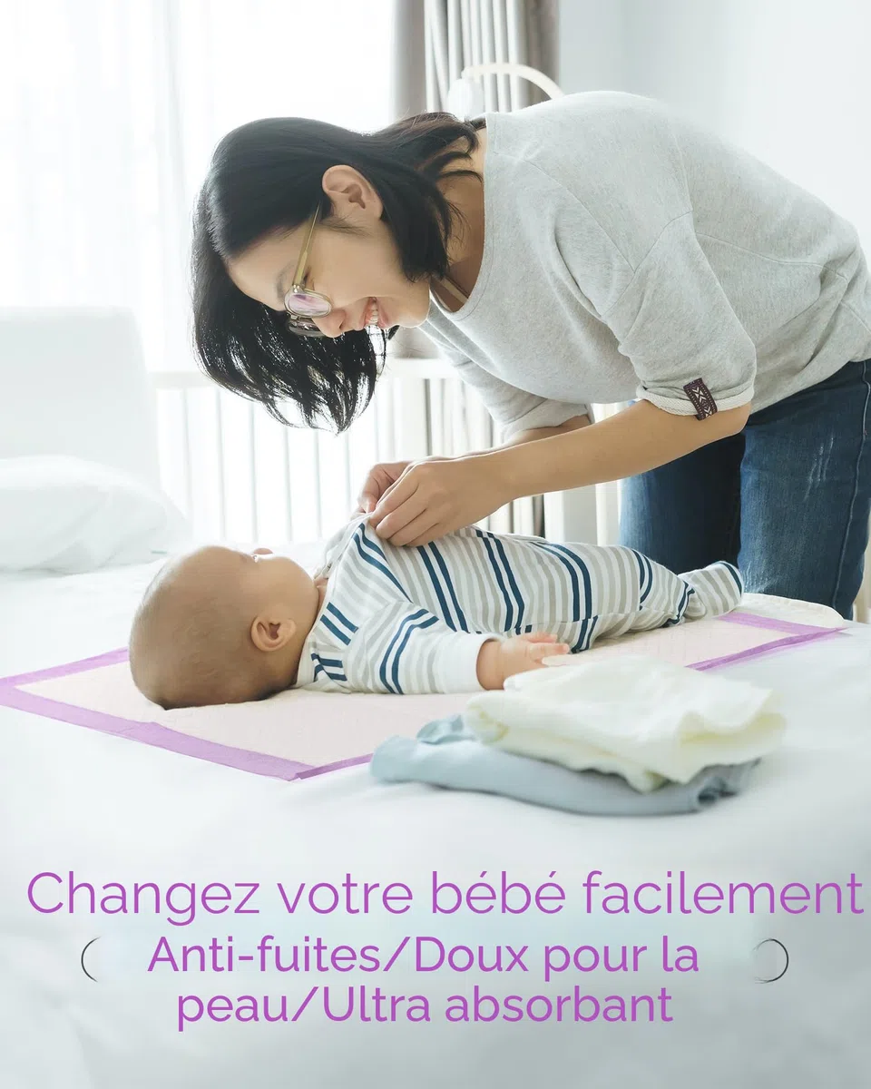 Matelas à Langer Bébé - Alèse Jetable Pack de 50 pour Table à Langer et Lit Bébé 45 x 60 cm Ultra Doux, Super absorbants et imperméables