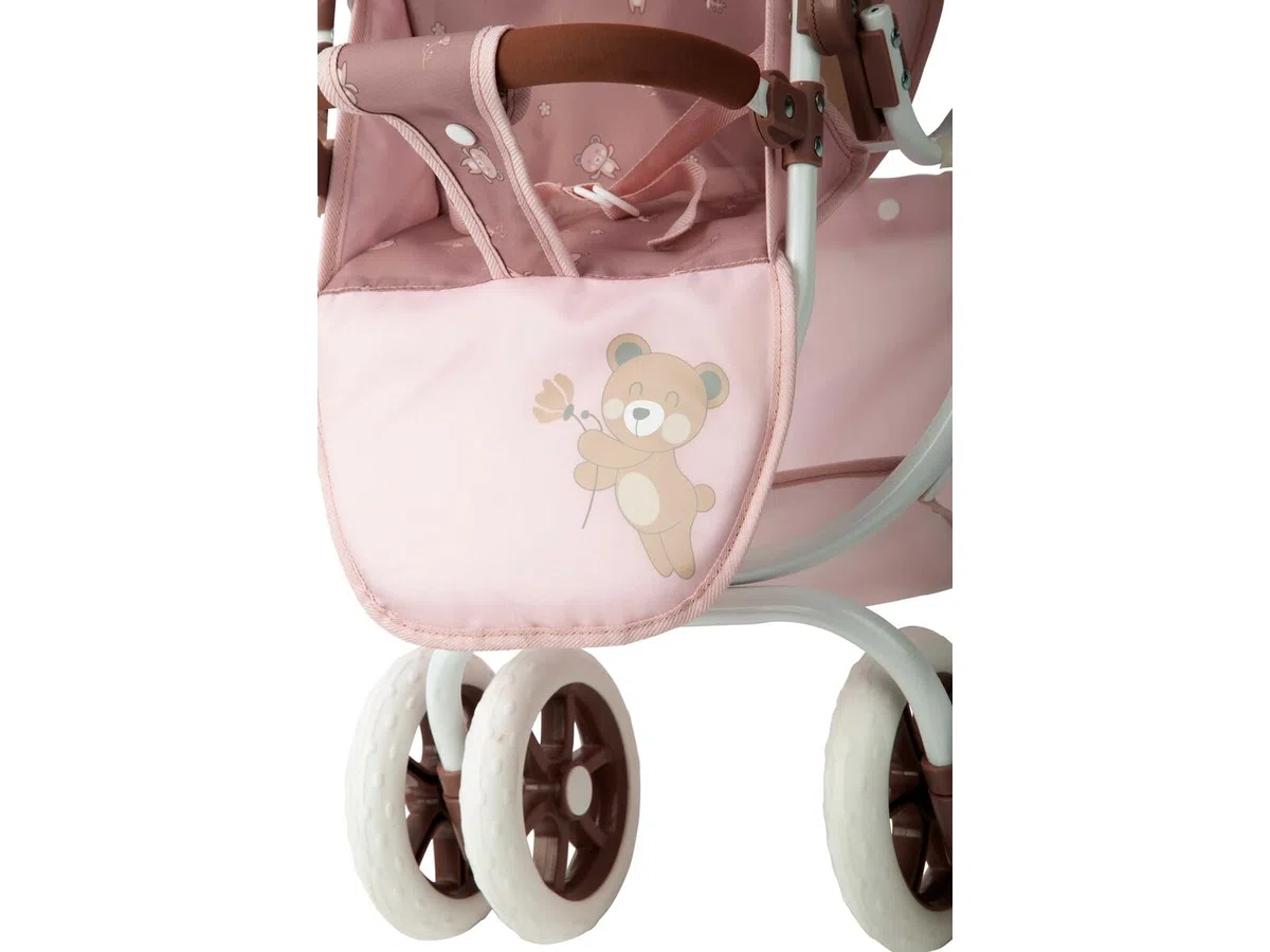 ARIAS - Poussette double Bear, pliable, avec roues avant pivotantes et guidon réglable. Comprend un sac. Hauteur du guidon : 47 à 77 cm. Dimensions : 45 x 70 x 73 cm. Jouet pour enfants de plus de 3
