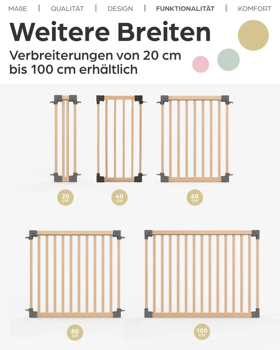 Geuther 2769 Rallonge pour barrière de sécurité Yoko rallonge de 40 cm - 160 cm éléments de rallonge barrière de sécurité barrière de porte sans percer connecteur naturel