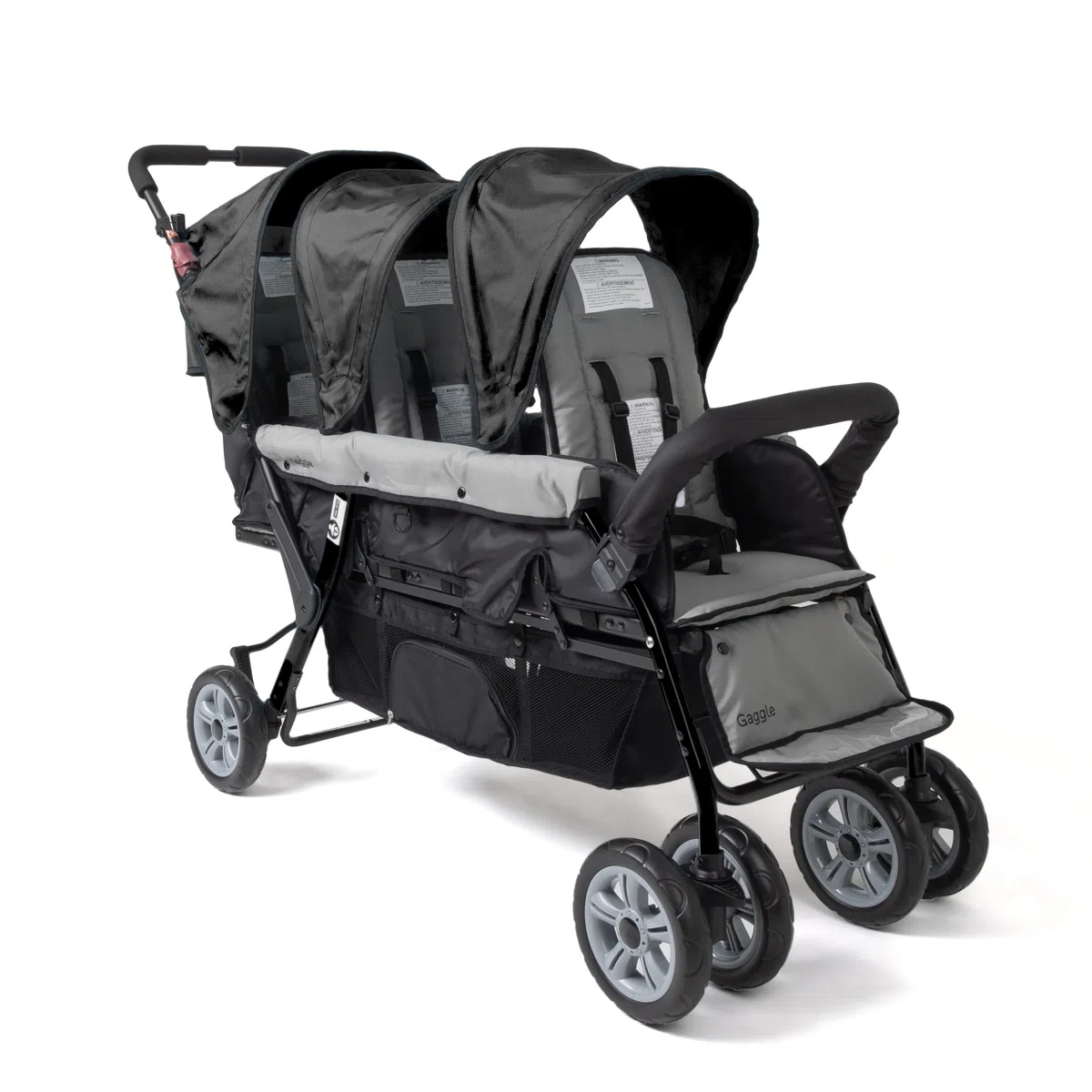 Gaggle Poussette triple Compass 3 places pour bébé et 2 tout-petits, noire