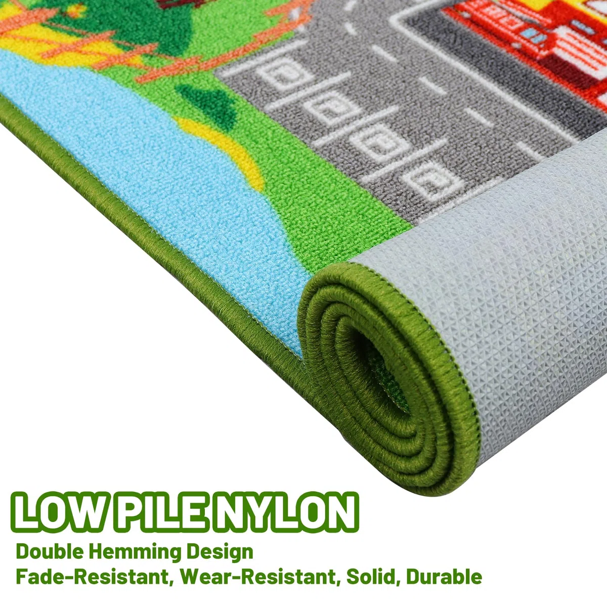 Tapis de jeu pour enfants, motif carte routière urbaine pour salle de jeux, chambre à coucher, salon (100 cm x 150 cm)