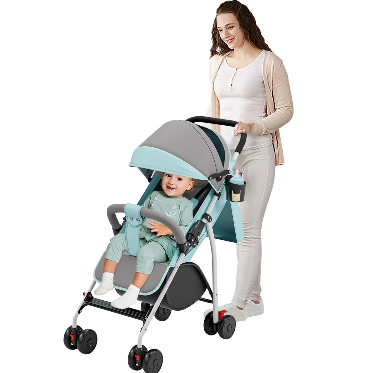 Poussette canne compacte Ingenious position allongée de la naissance à 4 ans bleu