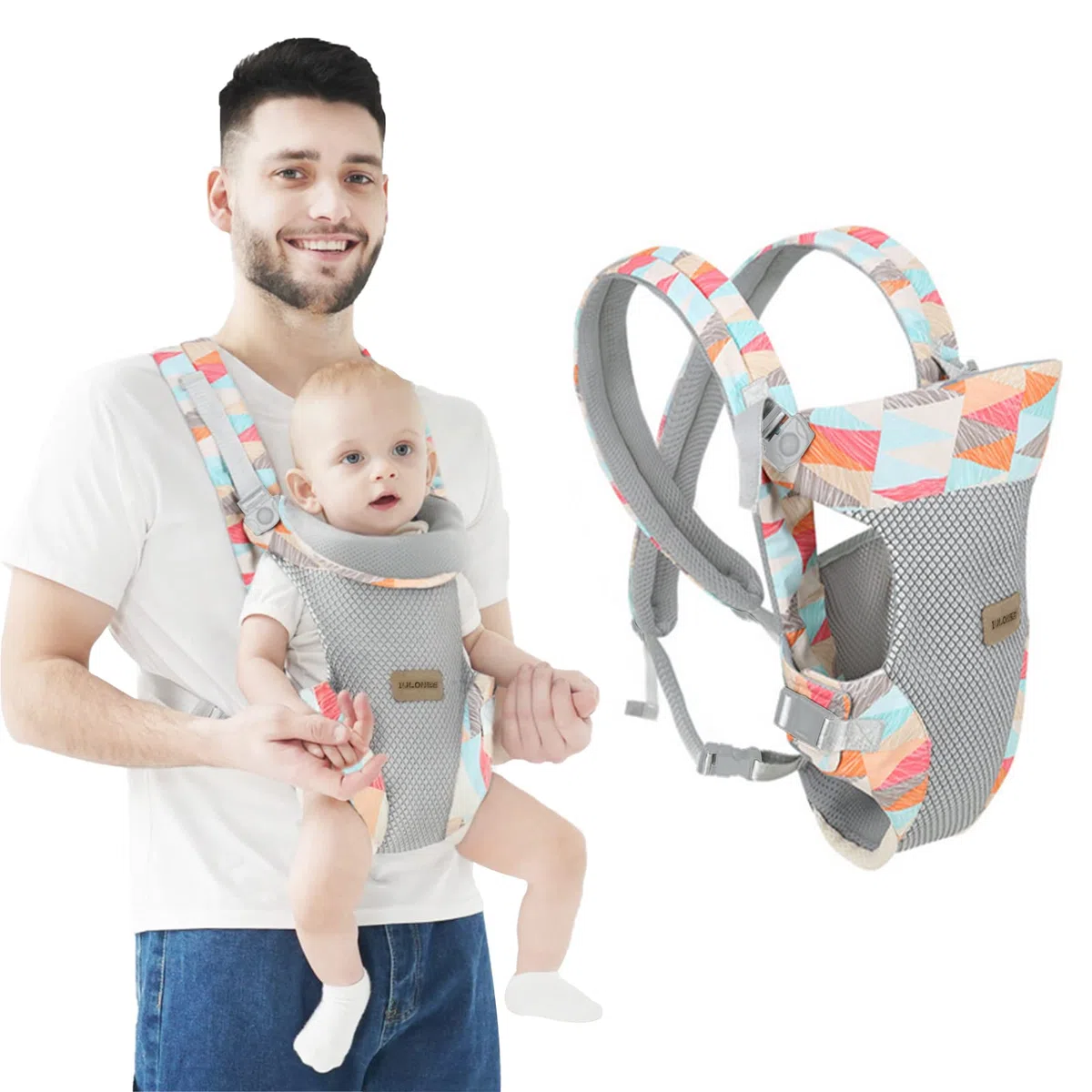 IULONEE Porte Bebe Poches Léger et Respirant Ergonomique 4 en 1 Porte-Bébé Écharpe de Portage Sac à dos léger pour Bébés Nouveau-né à Tout-petit 3-36 Mois(Coloré)