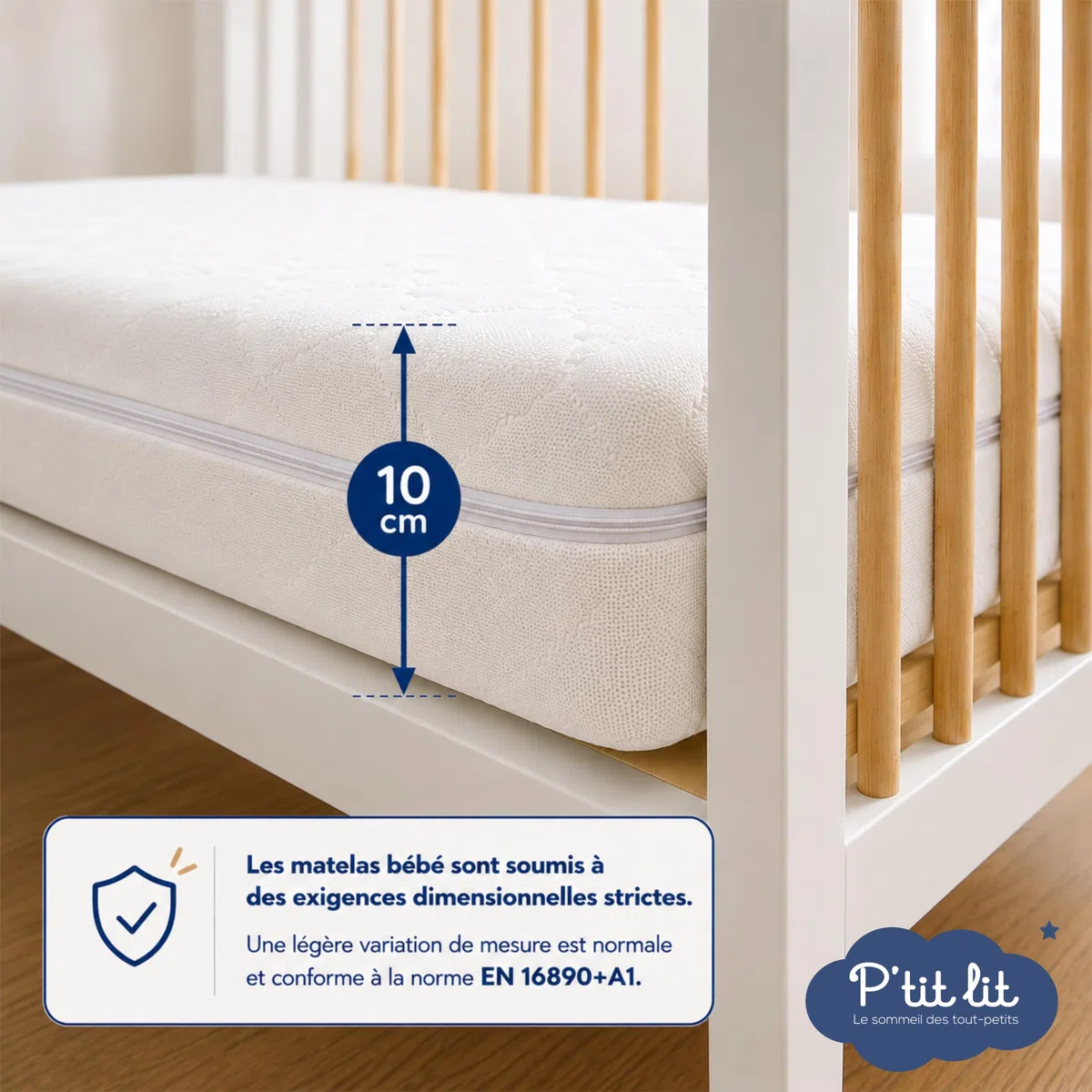 P'tit Lit - Matelas Enfant/Bébé Climatisé - 70x140 cm - 1 face Été fraîche / 1 face Hiver ouatinée - Anti Acarien - Déhoussable - Oeko Tex - Fabrication Française