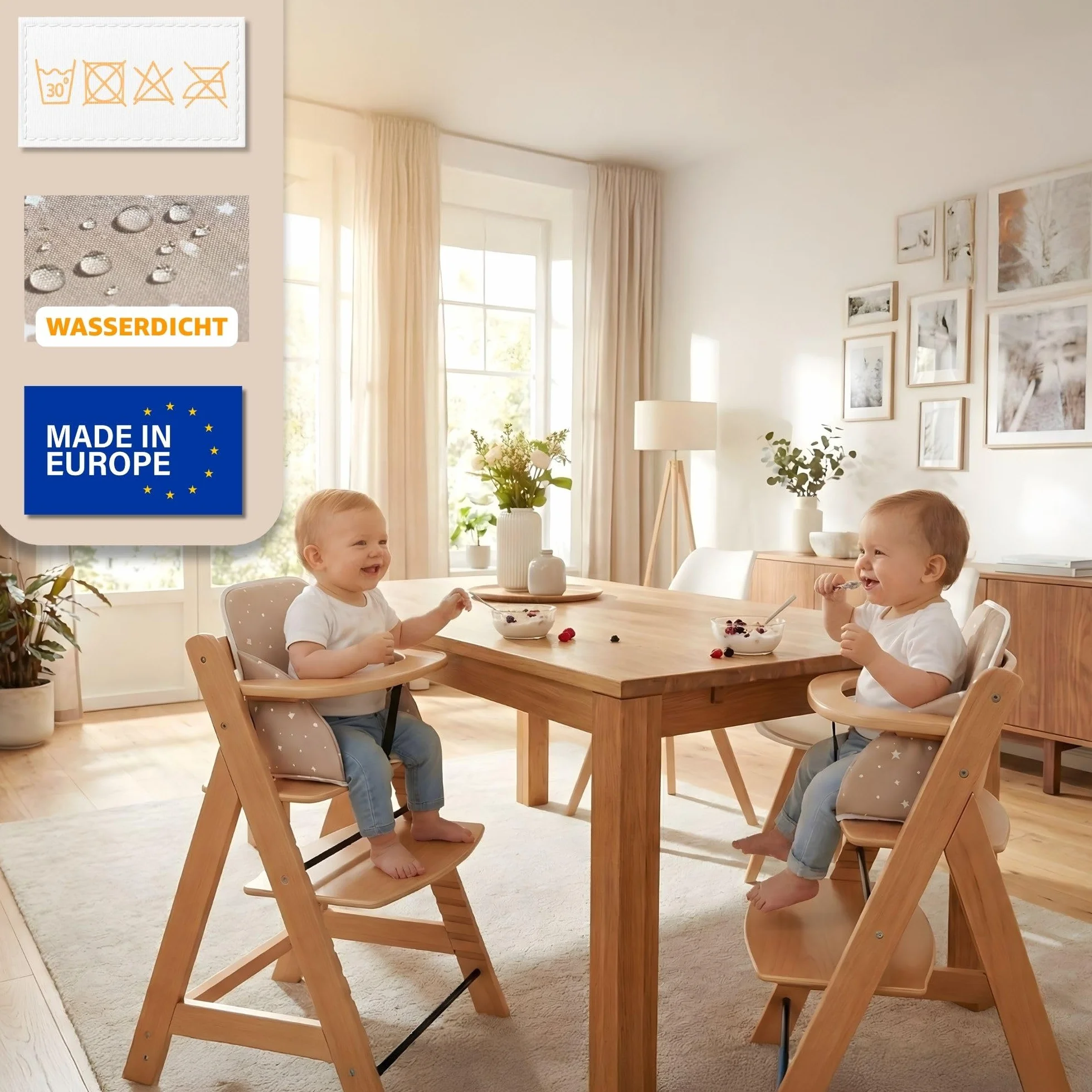 Housse chaise haute bebe - coussin assise pour bébé confortable coussins et housses pour chaises Hauck et Stokke enfant avec un revêtement imperméable stable Girafes