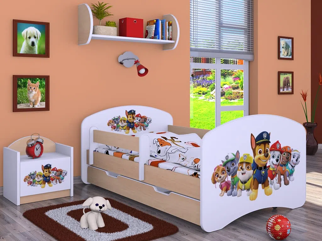 BDW Lit Enfant Super Dogs 190x90 avec Matelas et Tiroir Antichute