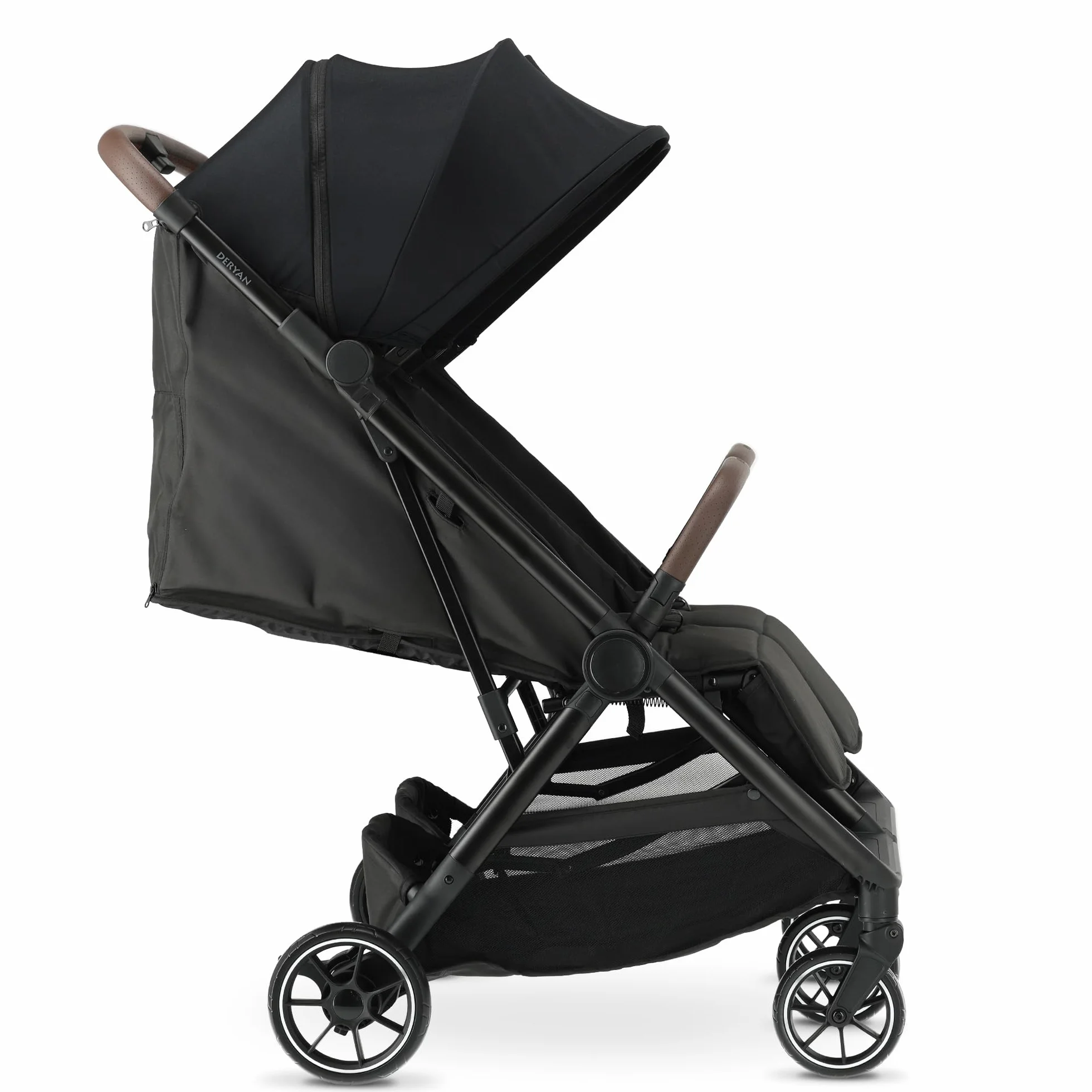 Deryan Rolo X2 V2 Poussette 2 en 1 - Poussette pliable - De la naissance à 4 ans - Charge maximale : 44 kg - Poussette pliable - Compact et pliable - Noir