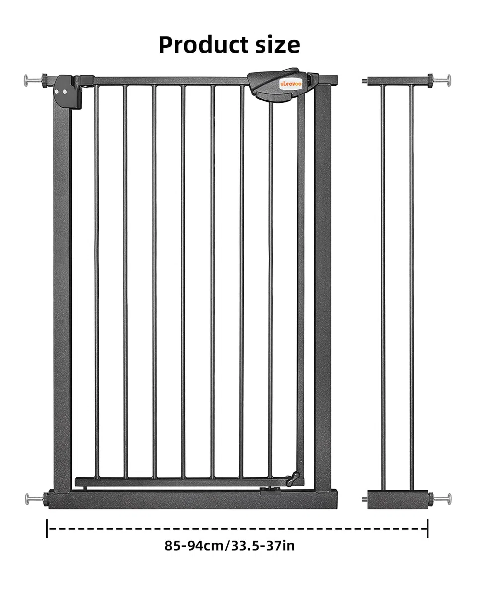 UBRAVOO Barrière pour Chiens,Hauteur 100CM Barrière de Sécurité de Porte pour Enfant 85-94 cm de Large Fermeture Automatique Triple Serrure Ouverte Garder la Barrière d'Escalier