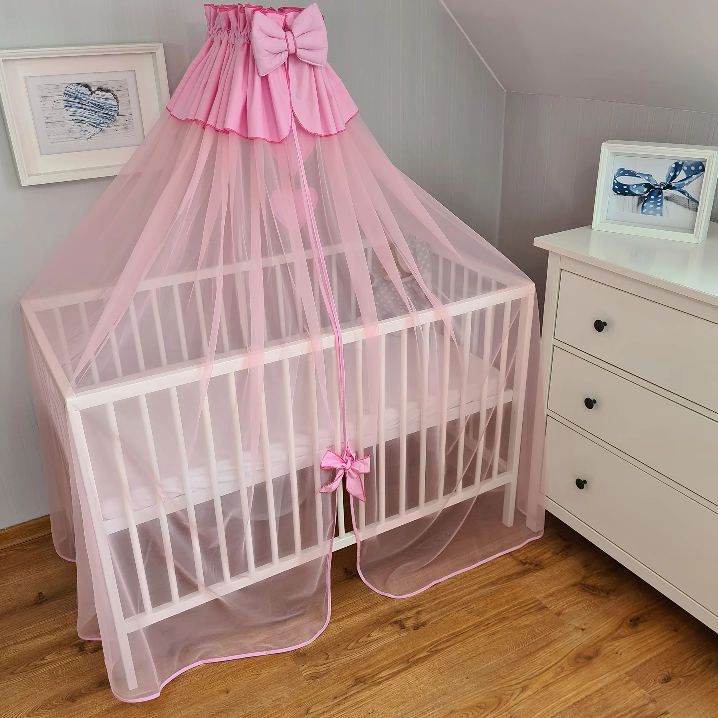 Moustiquaire, ciel de lit, ciel de lit en tissu plein mousseline 480 cm (Rose)