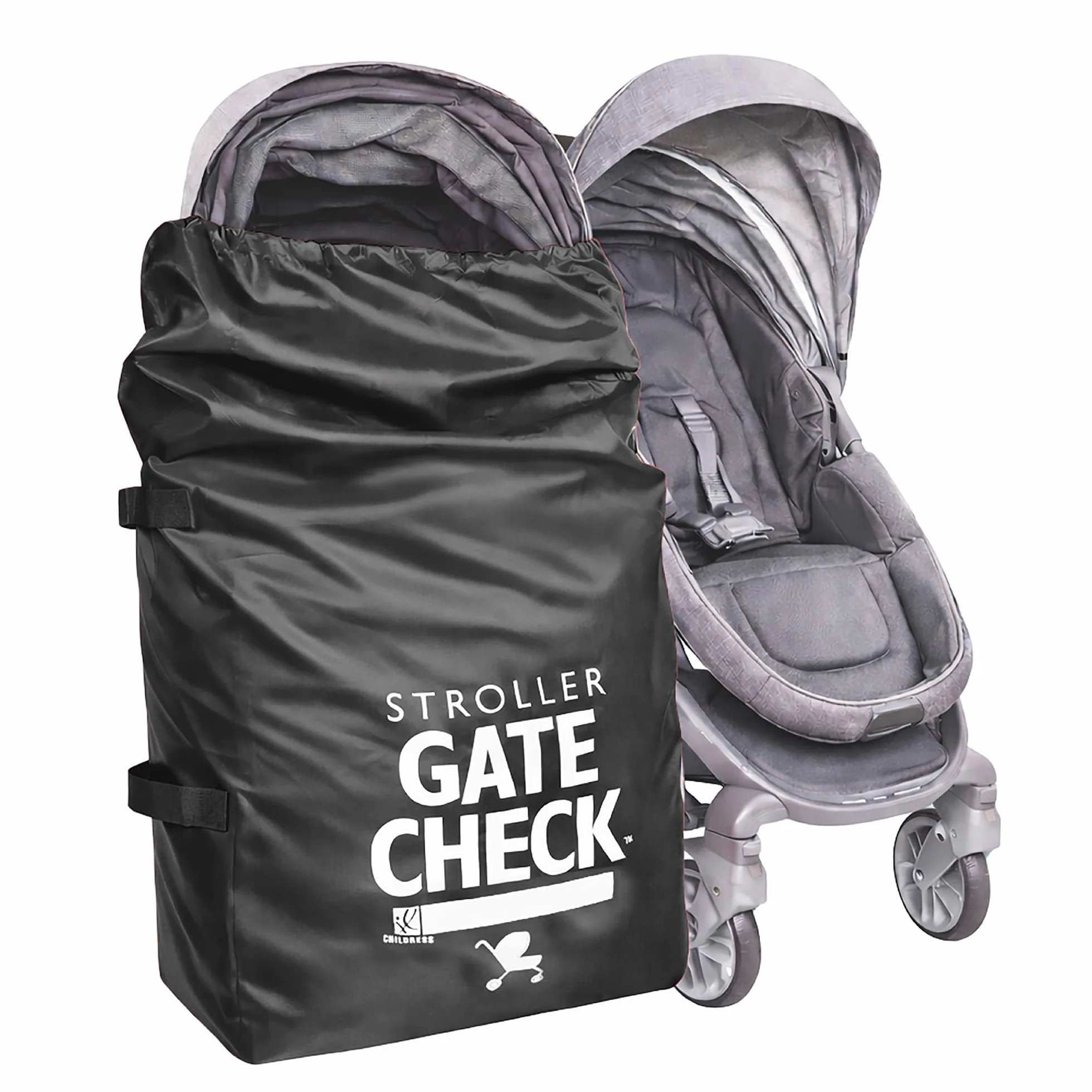 J.L. Childress Gate Check Sac pour poussettes Standard et Doubles – Sac de Voyage pour Poussette, Noir, Noir, Compacte