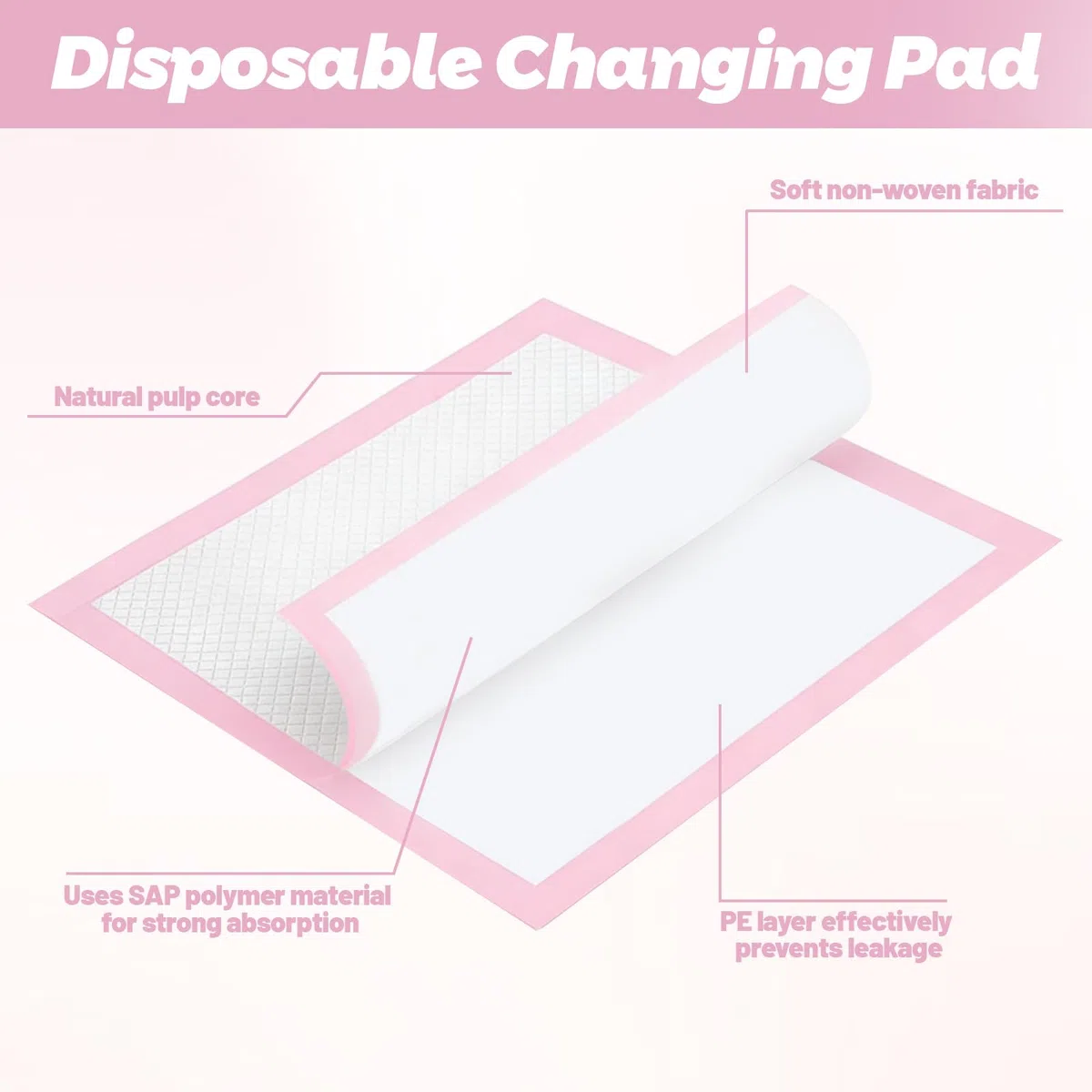 Lot de 100 Alese Jetable Bebe, Matelas à Langer pour Bebe 33 × 45cm, Tapis de Change Respirantes Ultra Doux, Anti-Fuite, Imperméables pour Table à Langer et Lit Bebe
