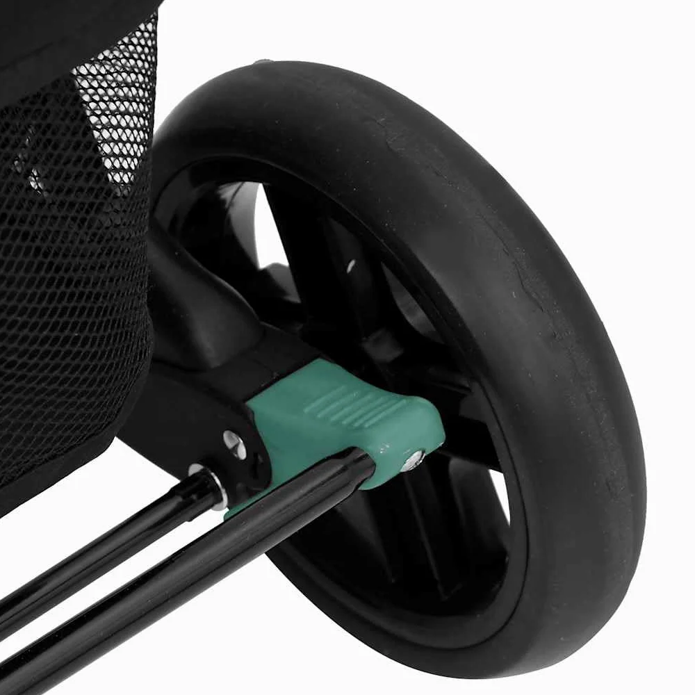vidaXL Poussette à Deux Places Landau Pliable de Vayage Poussette de Voyage pour Tout-petit Extérieur Protection contre Rayons UV Vert Acier
