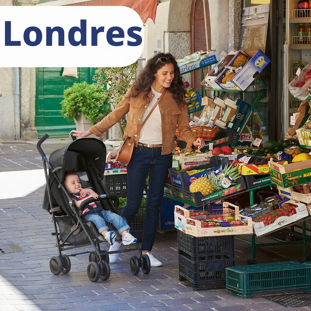Chicco London Up Poussette Légère et Compacte, Dossier Inclinable avec Arceau de Protection, Pliage Parapluie - de la Naissance à 15 Kg - Matrix - 104 x 46.5 x 83 cm