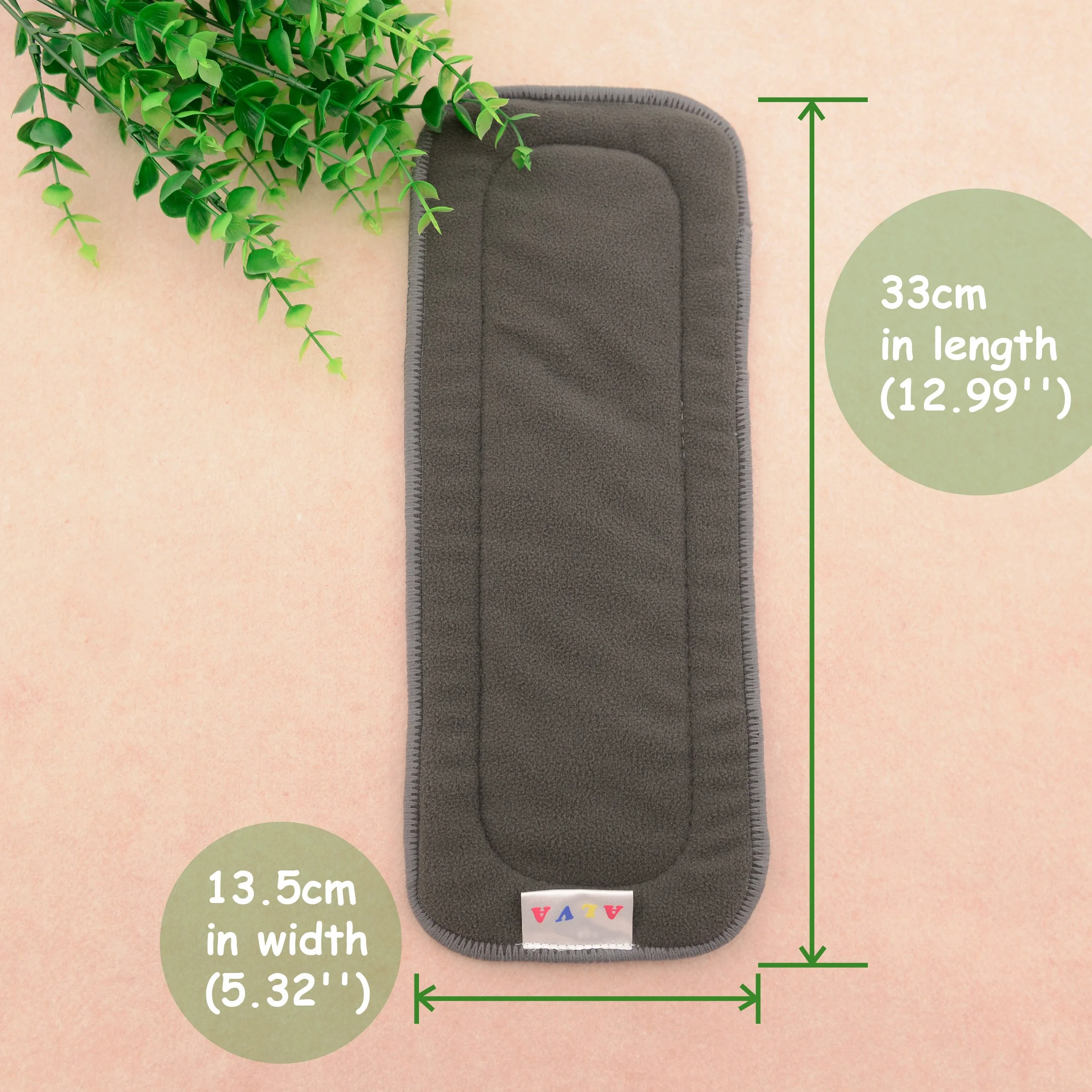 ALVABABY Doublures réutilisables en bambou charbon 5 couches pour couches en tissu 12pcs 12ZTN