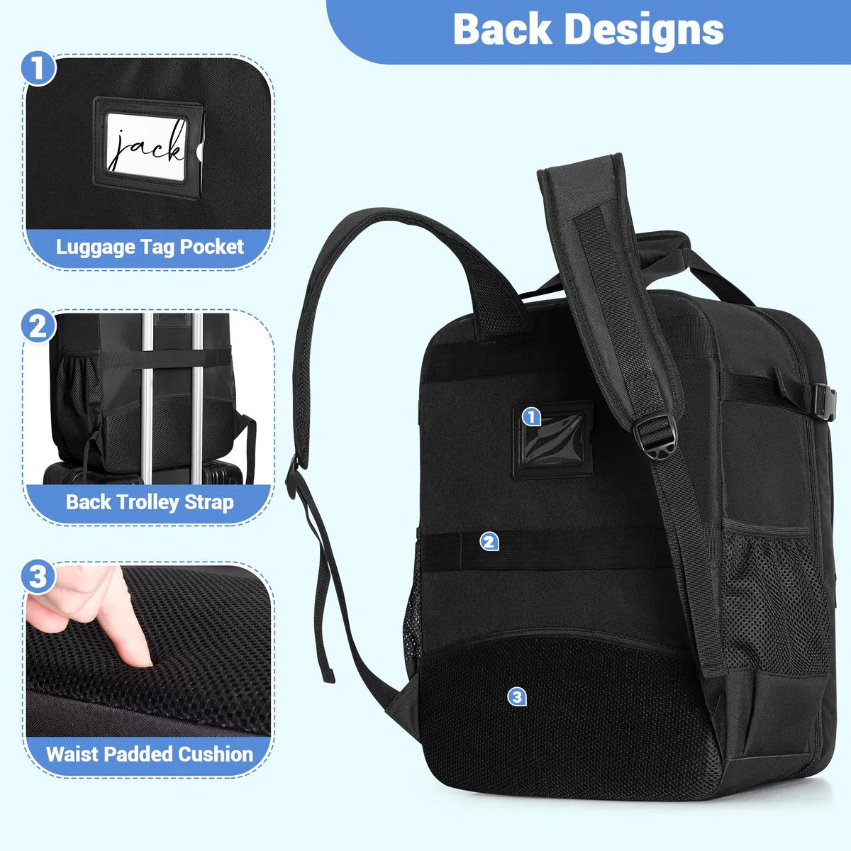 HODRANT Sac à Dos de Voyage pour Poussette, Compatible avec GB Pockit & Pockit Air Plus Tout Terrain, Sac de Voyage Léger et Portable pour Poussette avec Boucle Sécurisée, Sac Seulement