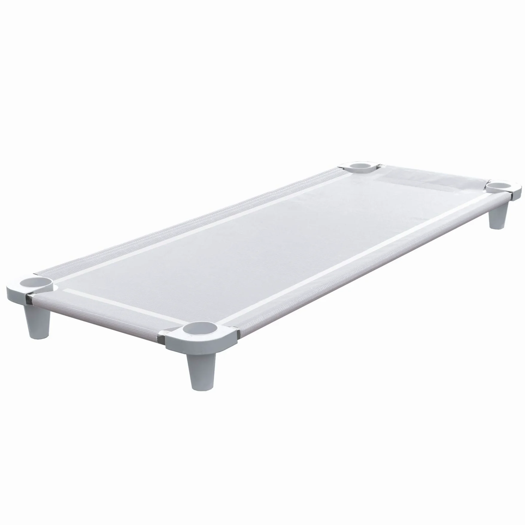 Acrimet Premium Lit de Sieste d'appoint empilable pour Enfant, Tubes en Acier Inoxydable, Blanc - Pieds Blanc, 1 unité