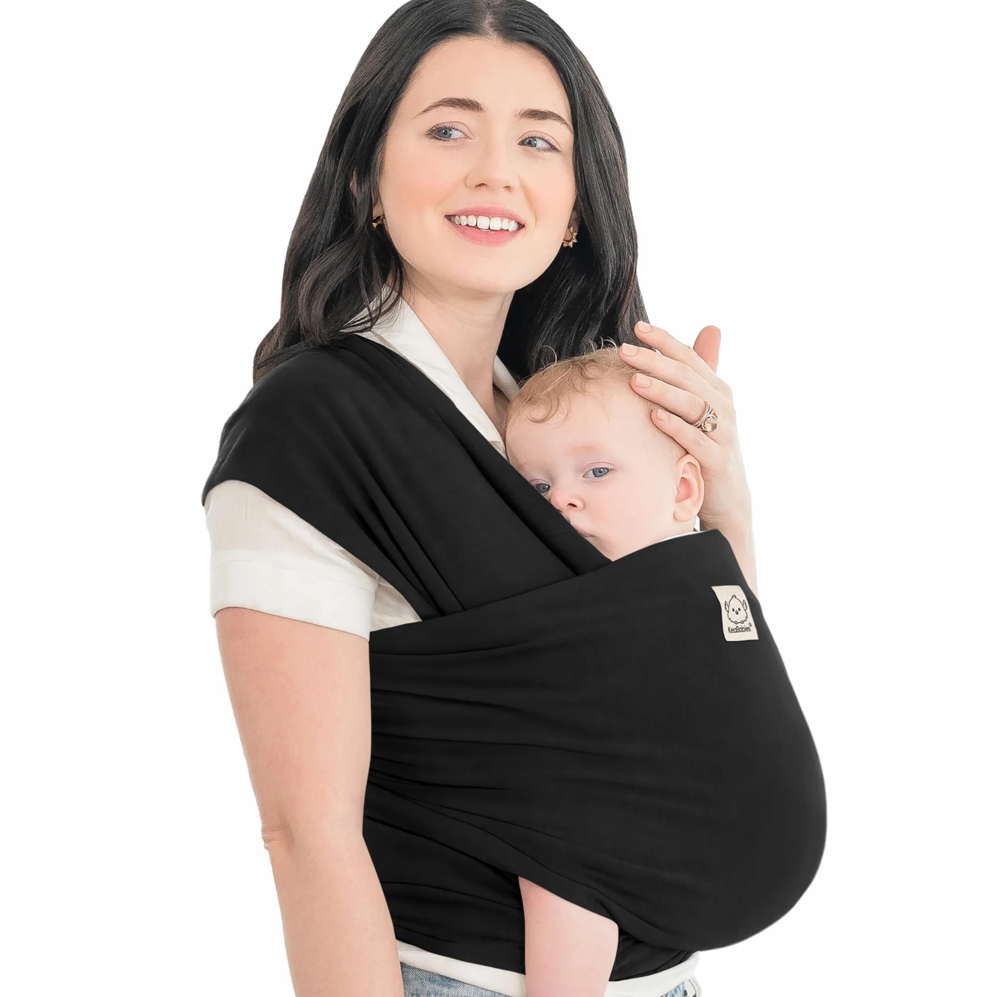 Écharpes de portage élastiques tout-en-un - Porte-bébé - Porte-nourrisson – Écharpe de portage – Écharpes de portage mains libres – Cadeau de naissance - Taille unique (Trendy Black)