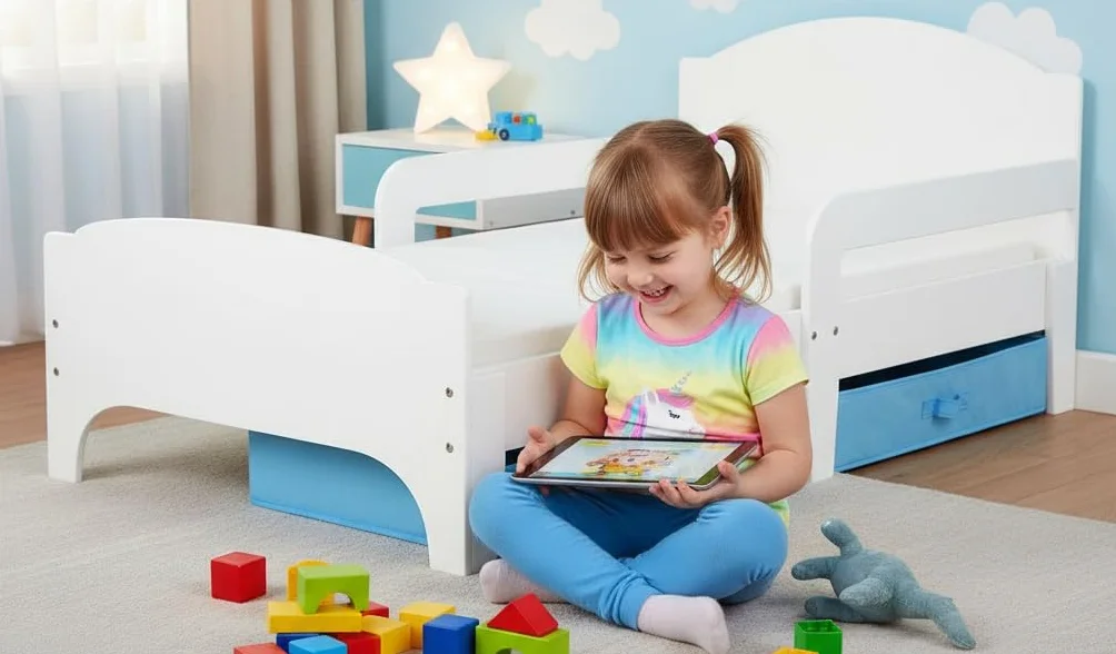 Leomark Moderne Lit d'Enfant 140x70 cm Avec Tiroir et Matelas 2 Pièces