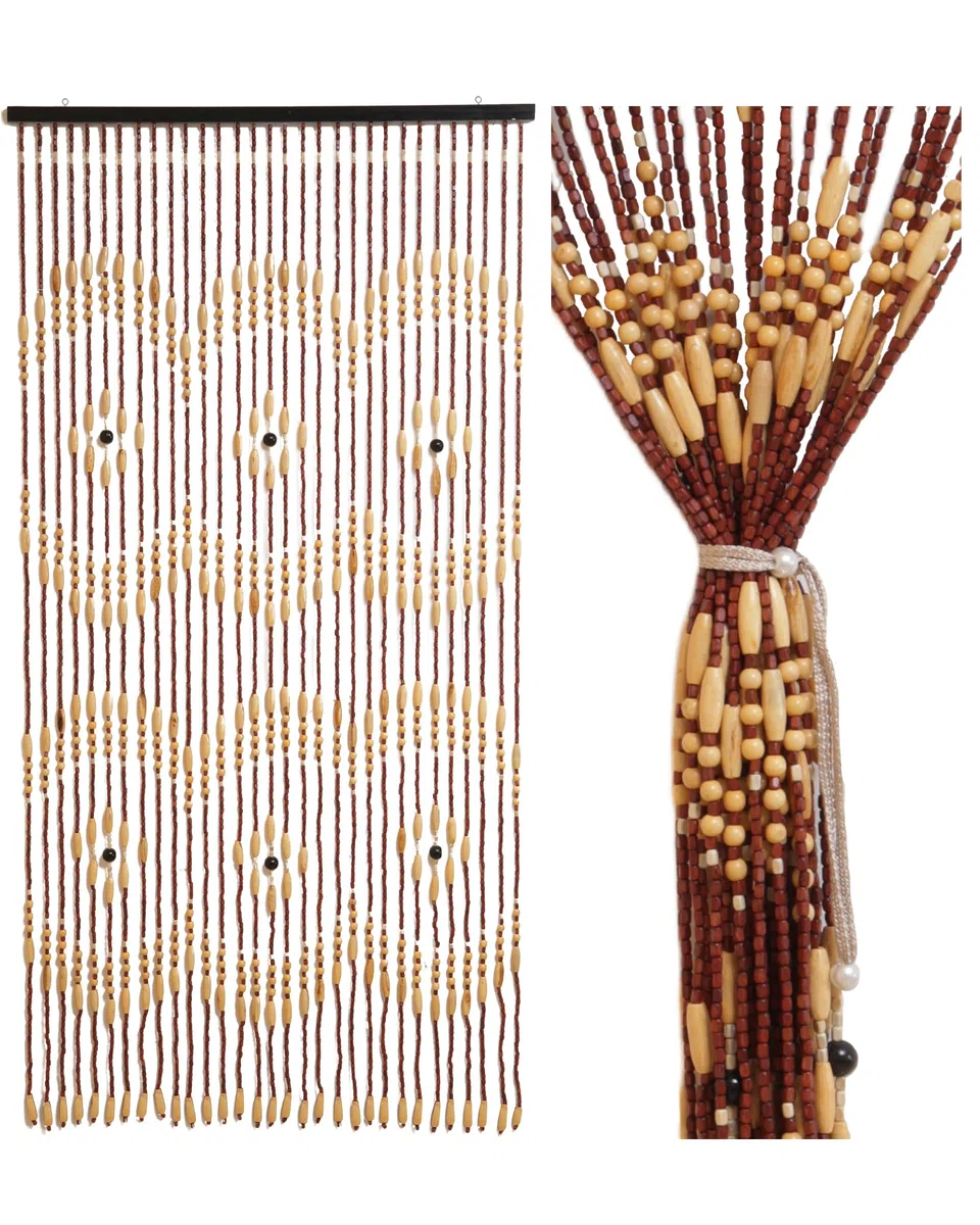 Rideau de porte en perles de bambou 90 x 180 cm 31 brins décoration séparation pièce
