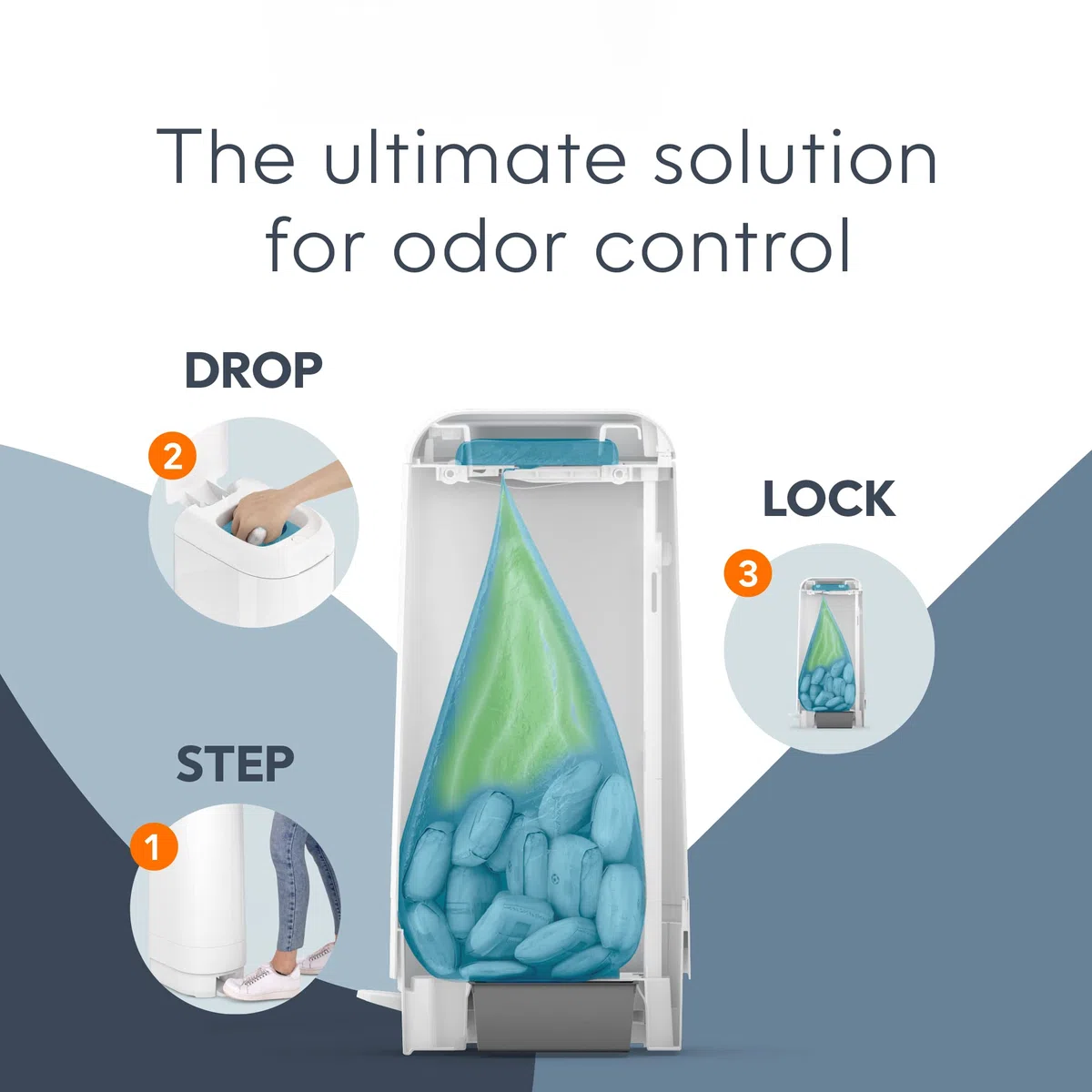 Diaper Genie Signature Seau comprend 1 recharge Easy Roll avec 18 sacs | Peut contenir jusqu'à 846 couches de la taille d'un nouveau-né par recharge