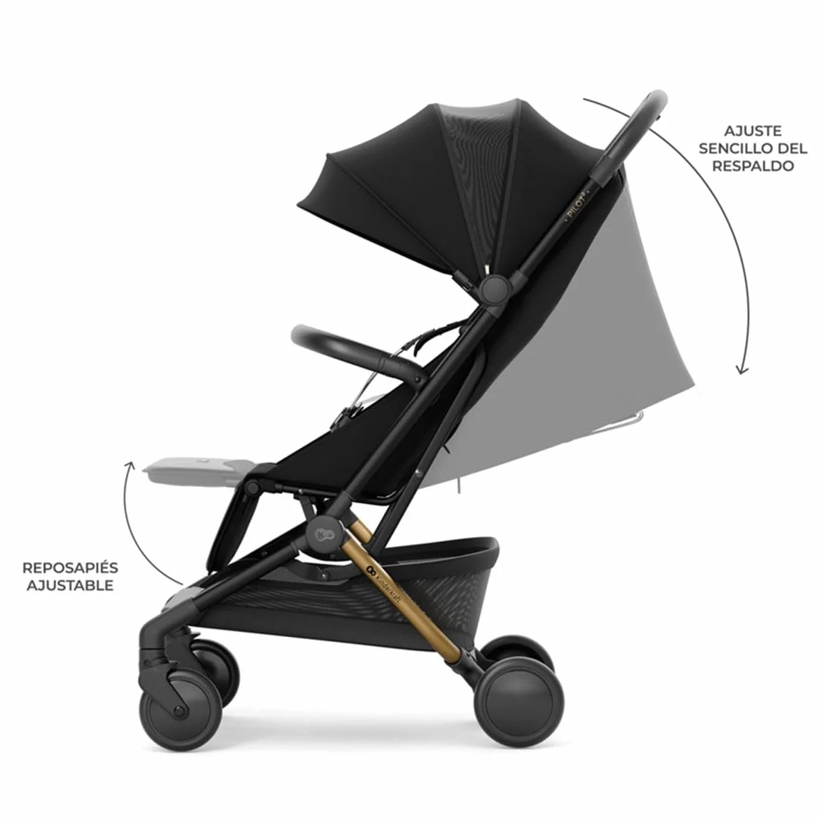 Kinderkraft PILOT 2 Poussette citadine, Poussette Légère, Système de Pliage Innovant, Petites Dimensions après Pliage, Roues avant Pivotantes, Noir