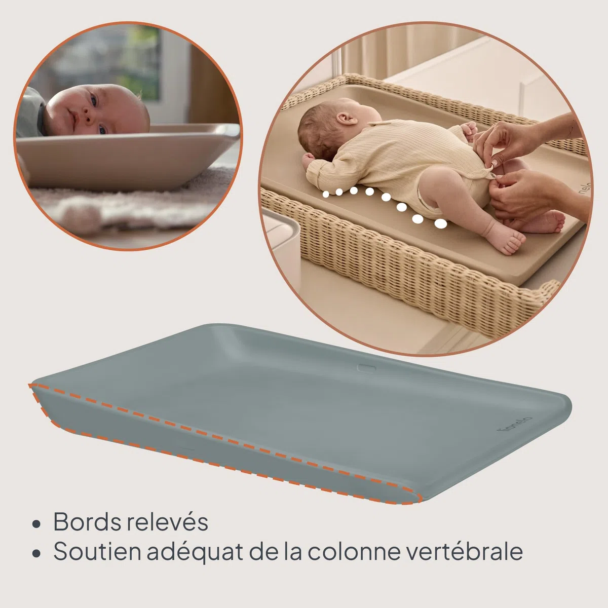 LIONELO Matelas à langer Megs Imperméable Lavable Multifonctionnel en Mousse PU Souple, env. 50 x 70 cm, Antidérapant Sûr Design (Grey)