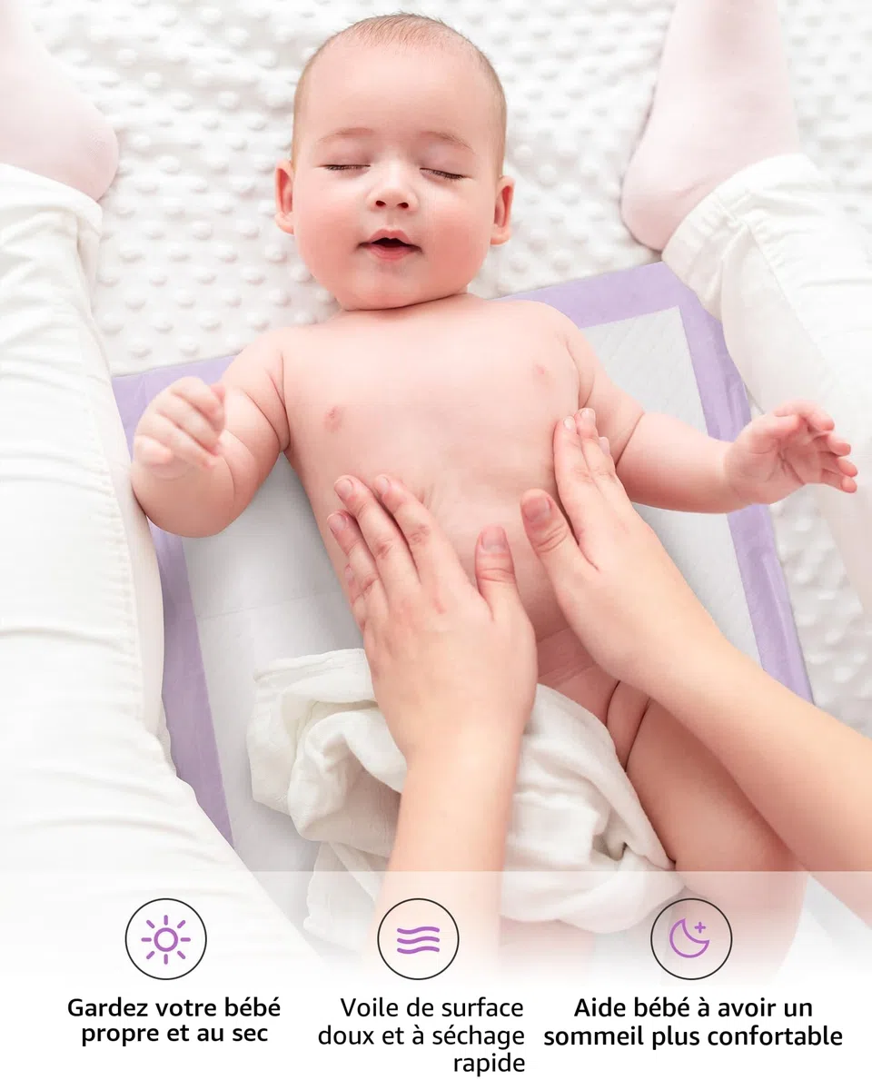 Matelas à Langer Bébé - Alèse Jetable Pack de 50 pour Table à Langer et Lit Bébé 45 x 60 cm Ultra Doux, Super absorbants et imperméables