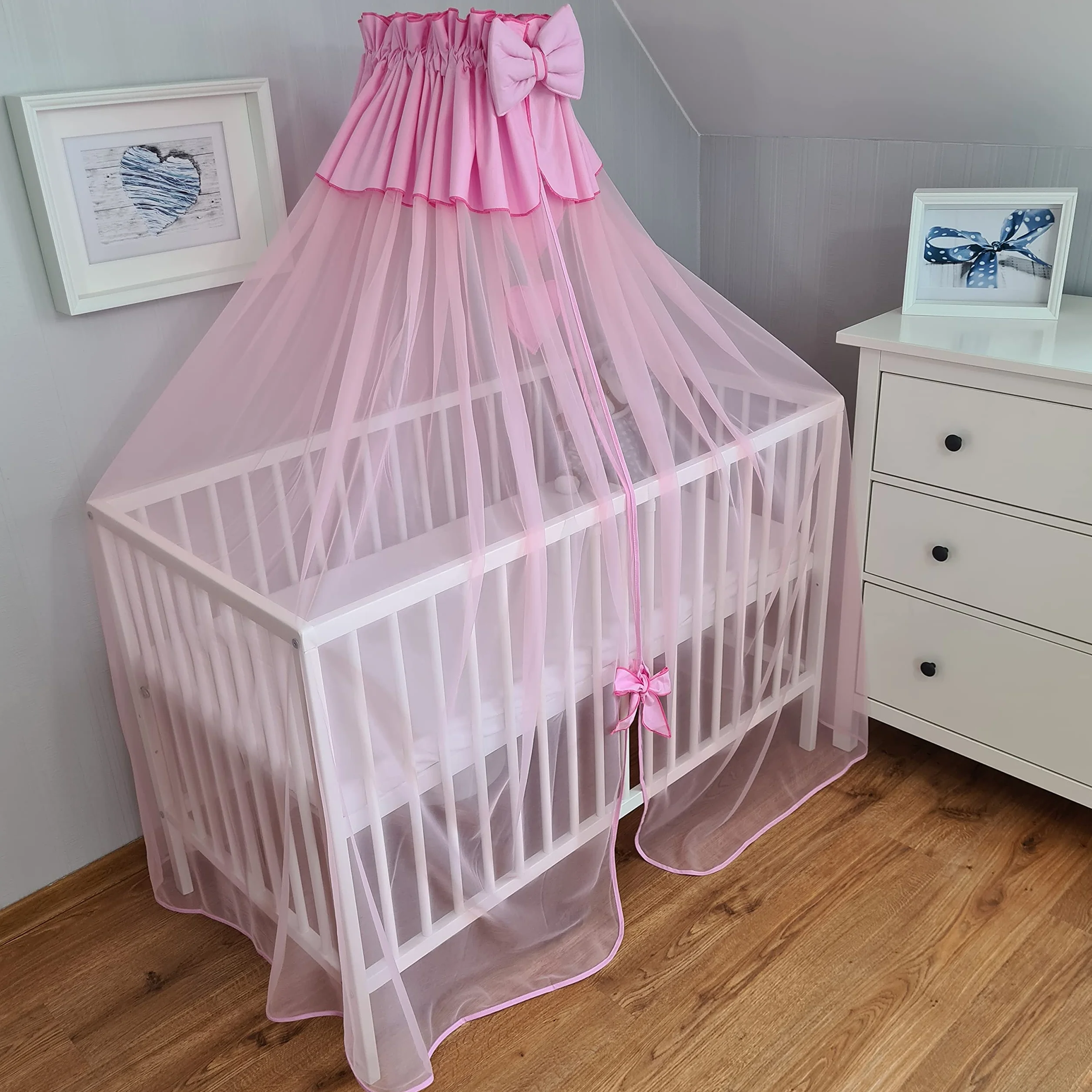 Moustiquaire, ciel de lit, ciel de lit en tissu plein mousseline 480 cm (Rose)